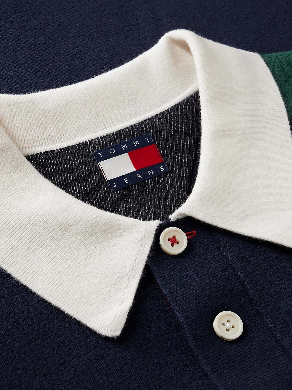 Tommy Jeans Polo rugby in maglia con motivo color block Blu
