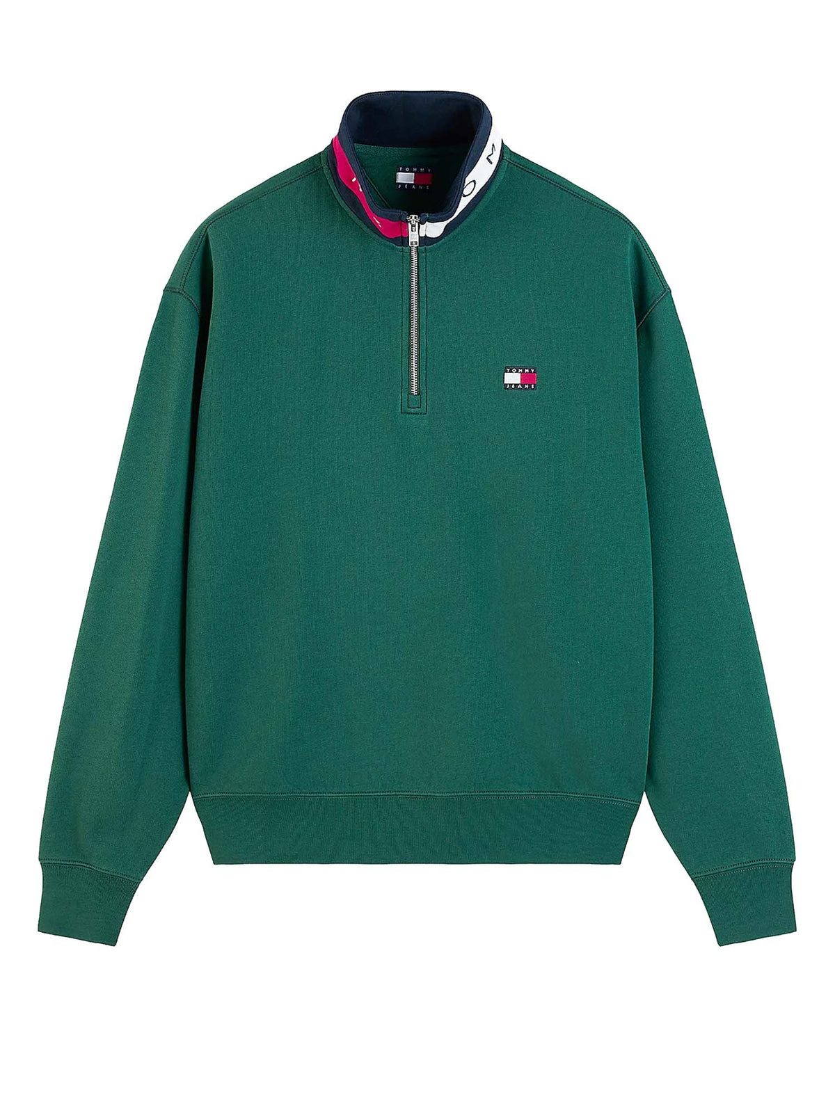 Tommy Jeans Felpa relaxed fit con mezza zip e logo Verde