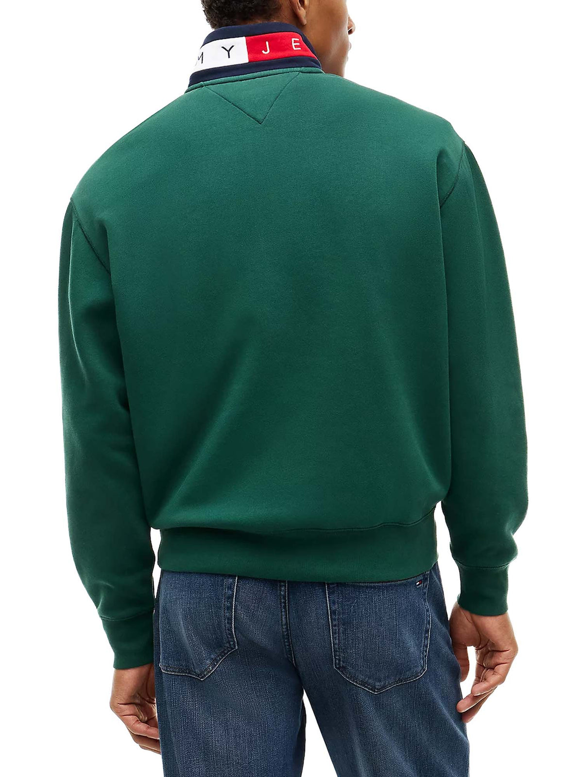 Tommy Jeans Felpa relaxed fit con mezza zip e logo Verde