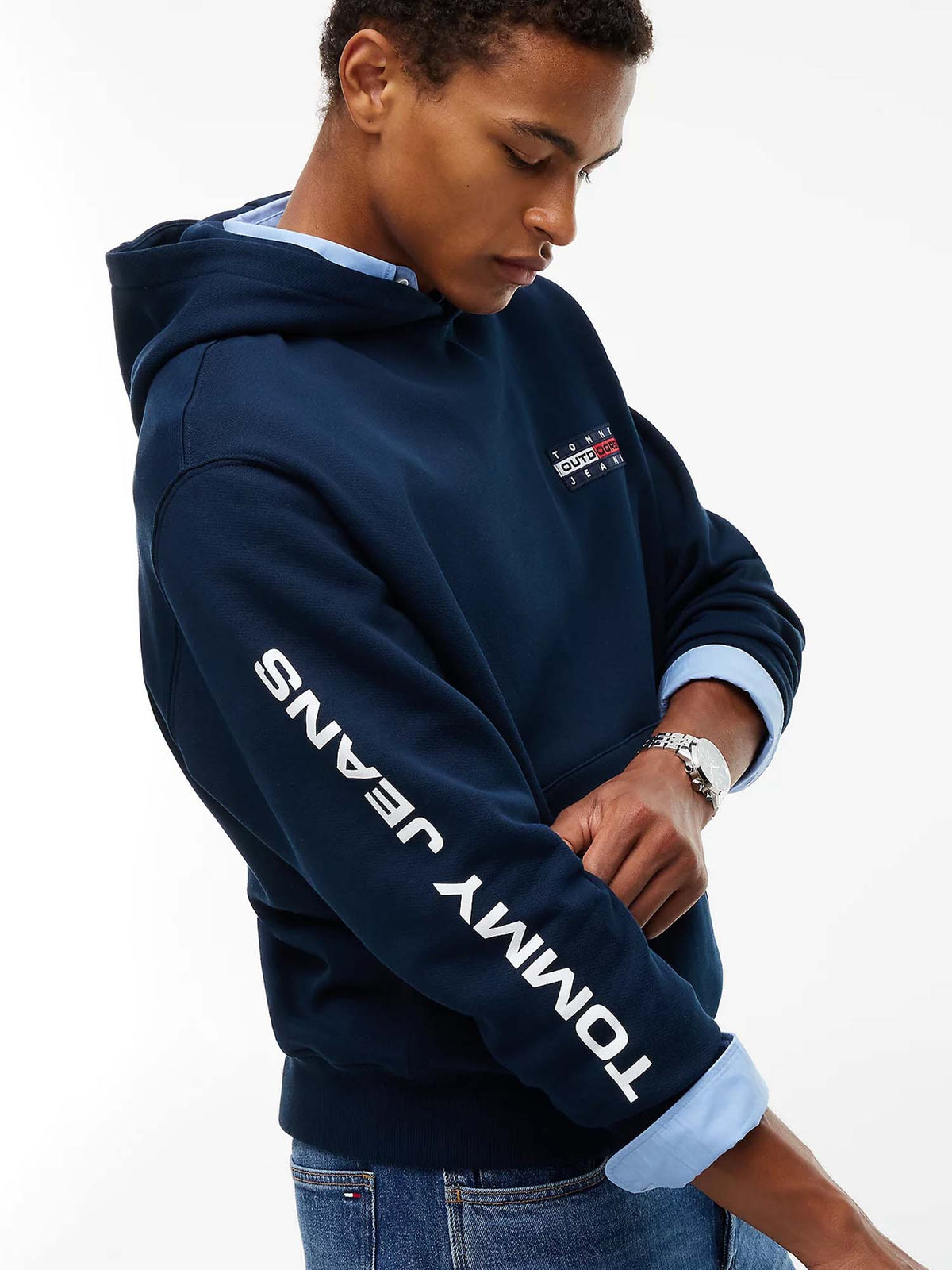 Tommy Jeans Felpa relaxed fit con cappuccio e logo Blu