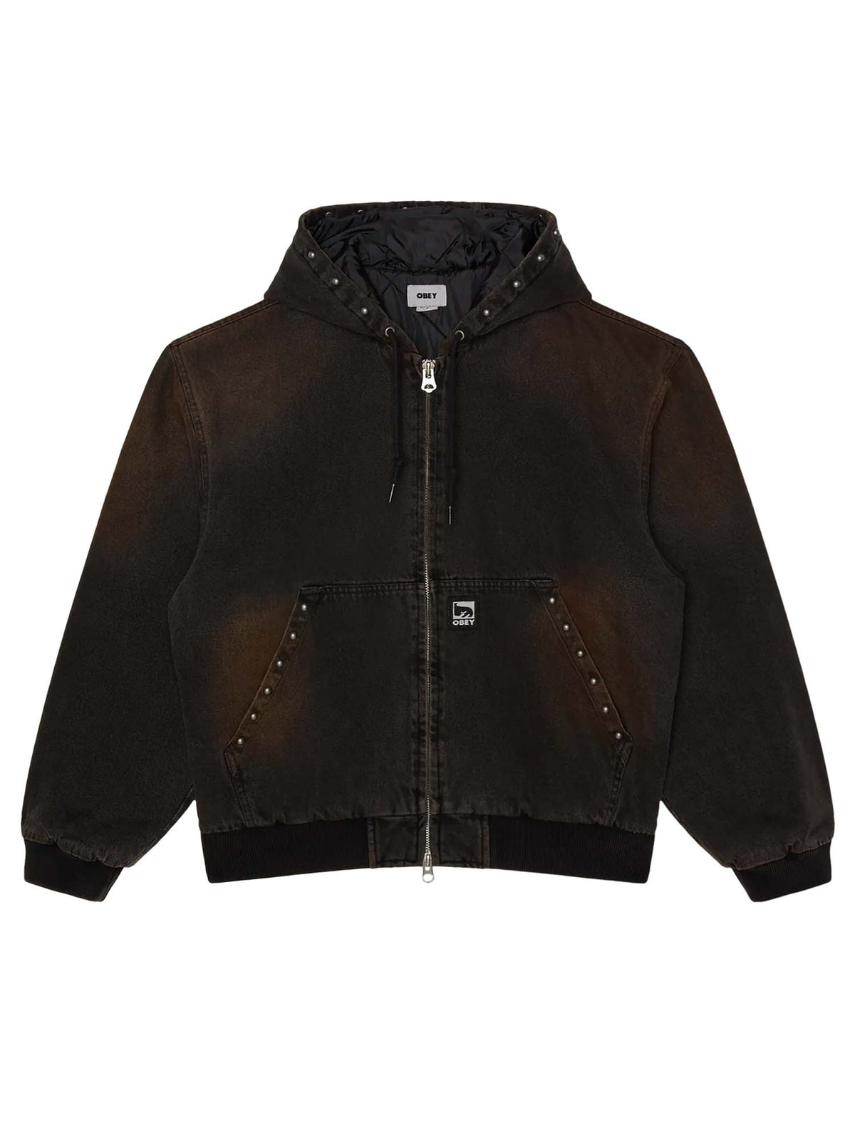 Obey Studded Zip Up Jacket Nero