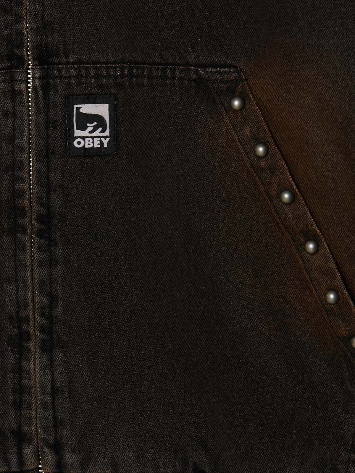 Obey Studded Zip Up Jacket Nero