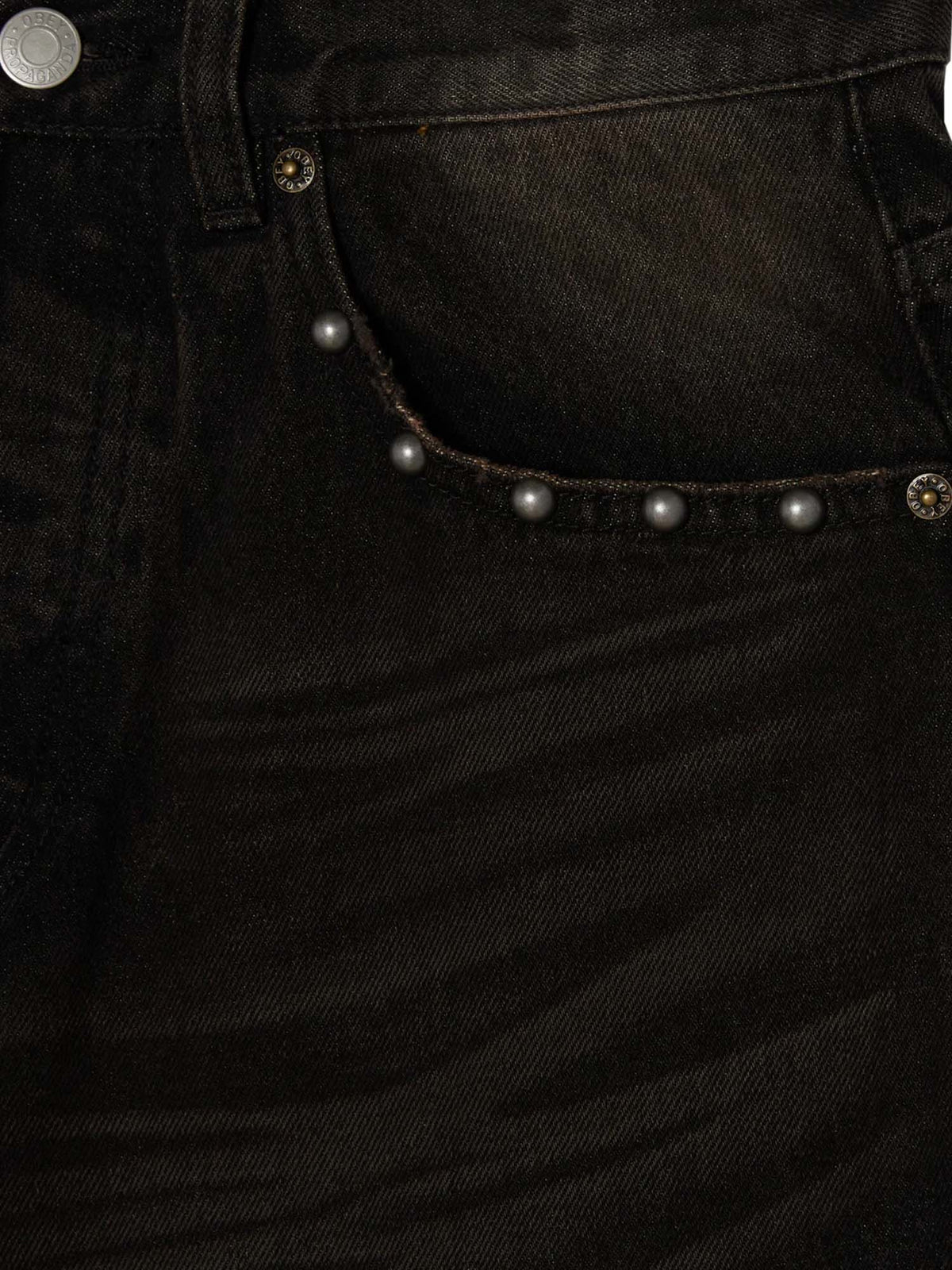Obey Studded Boxcar Straight Leg Denim Nero