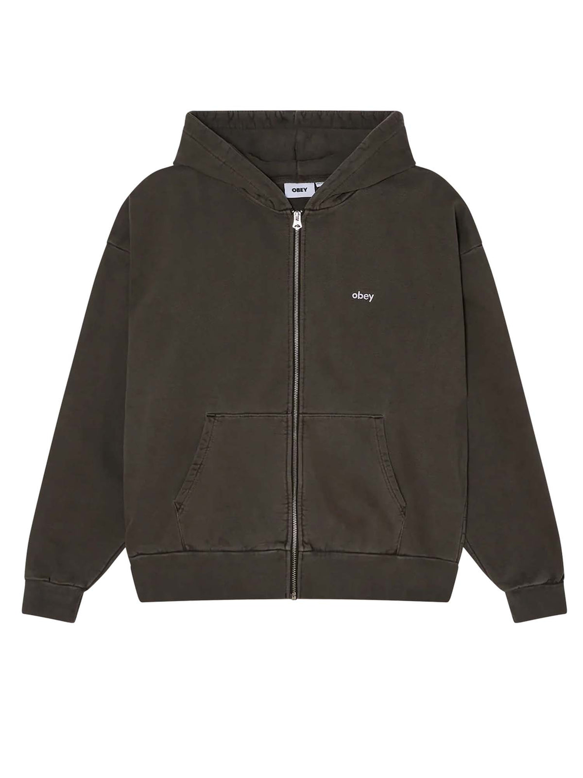 Obey Lowercase Pigment Zip Hood Fleece Pigment Verde