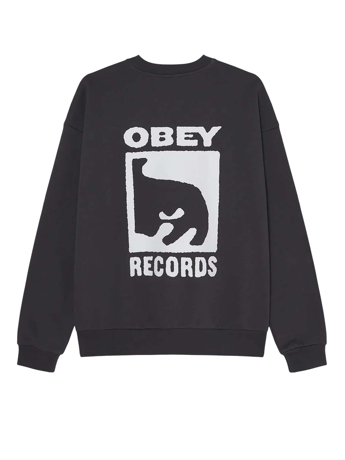 Obey Records Extra Heavy Crewneck Nero