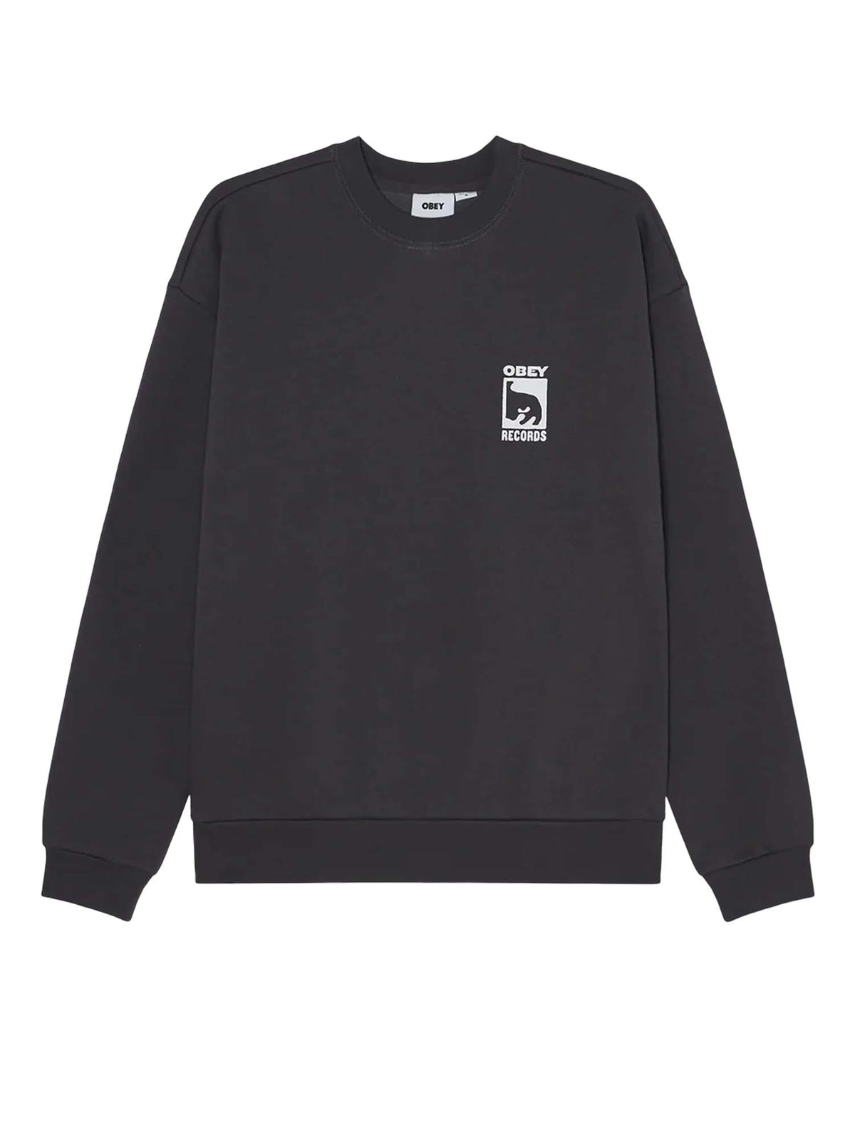 Obey Records Extra Heavy Crewneck Nero