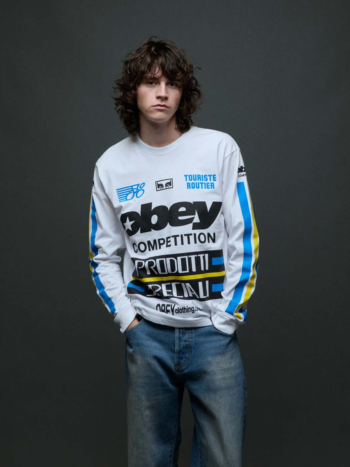 Obey Competition Classic Ls T-Shirt Bianco