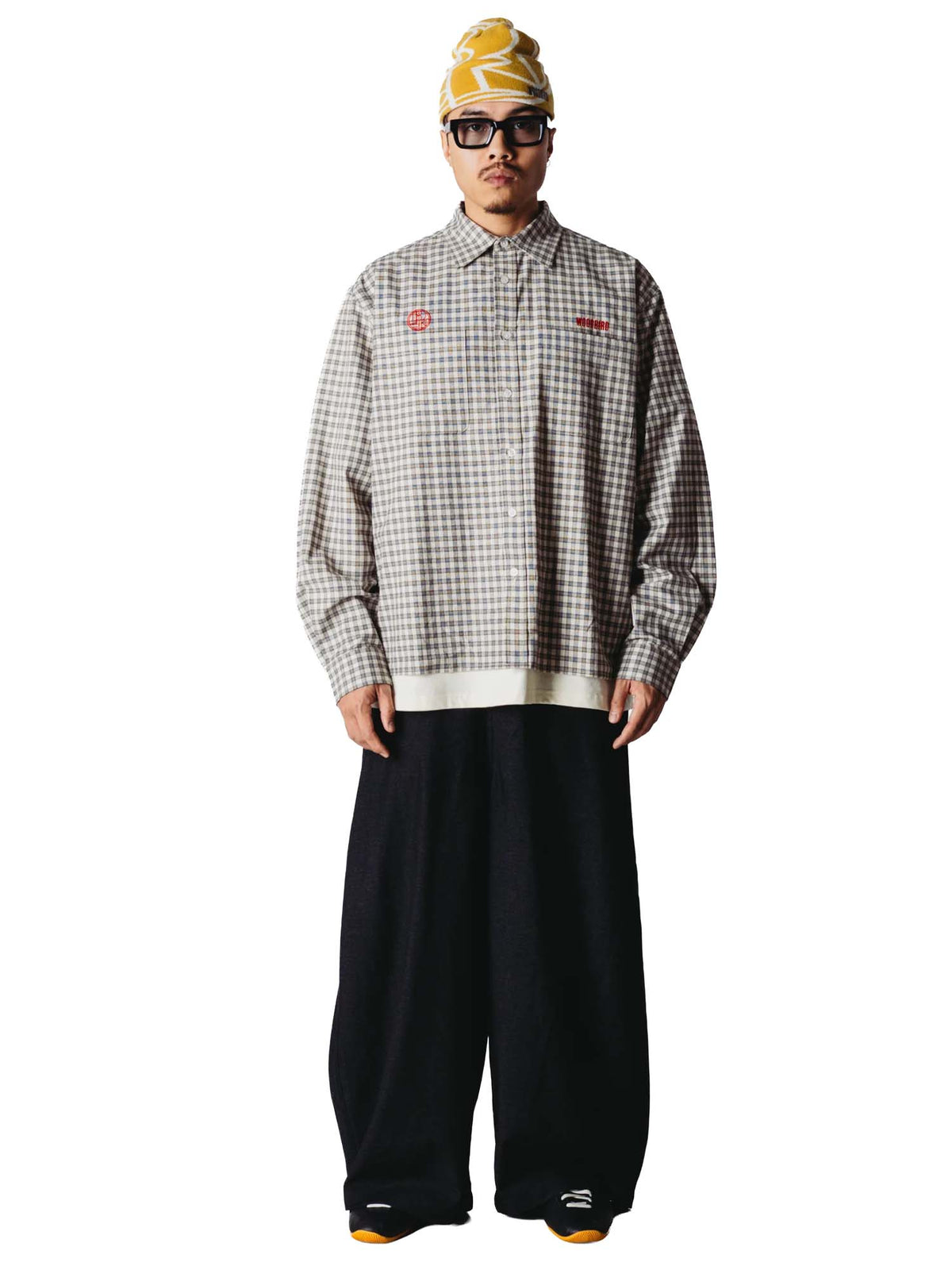 Woodbird WBBuzo EMB Check Shirt Bianco