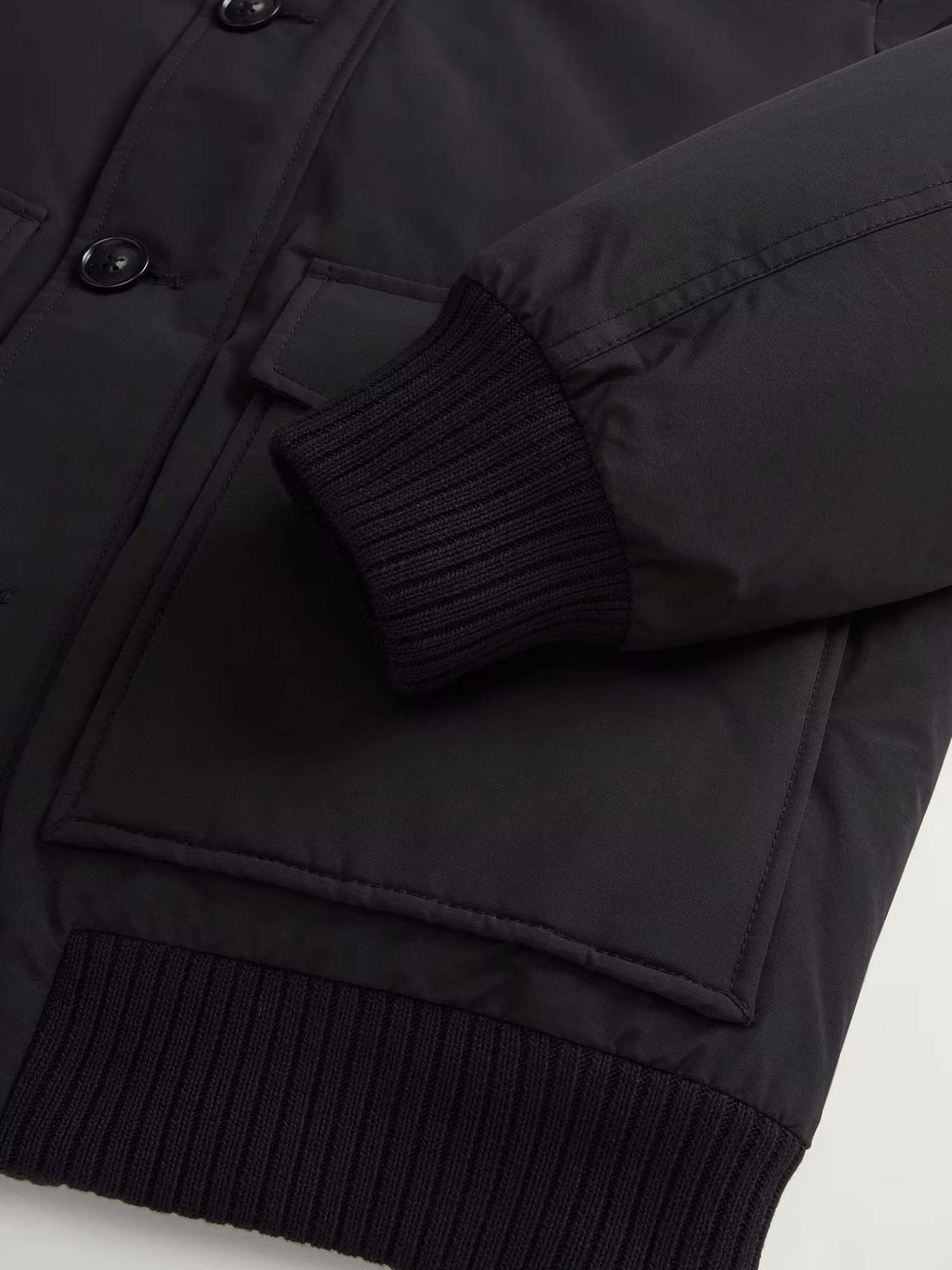 Woolrich Bomber Polar in Ramar Cloth imbottito con cappuccio Nero