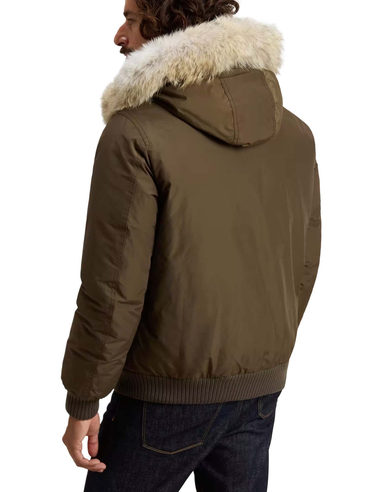 Woolrich Bomber Polar in Ramar Cloth imbottito con cappuccio Verde