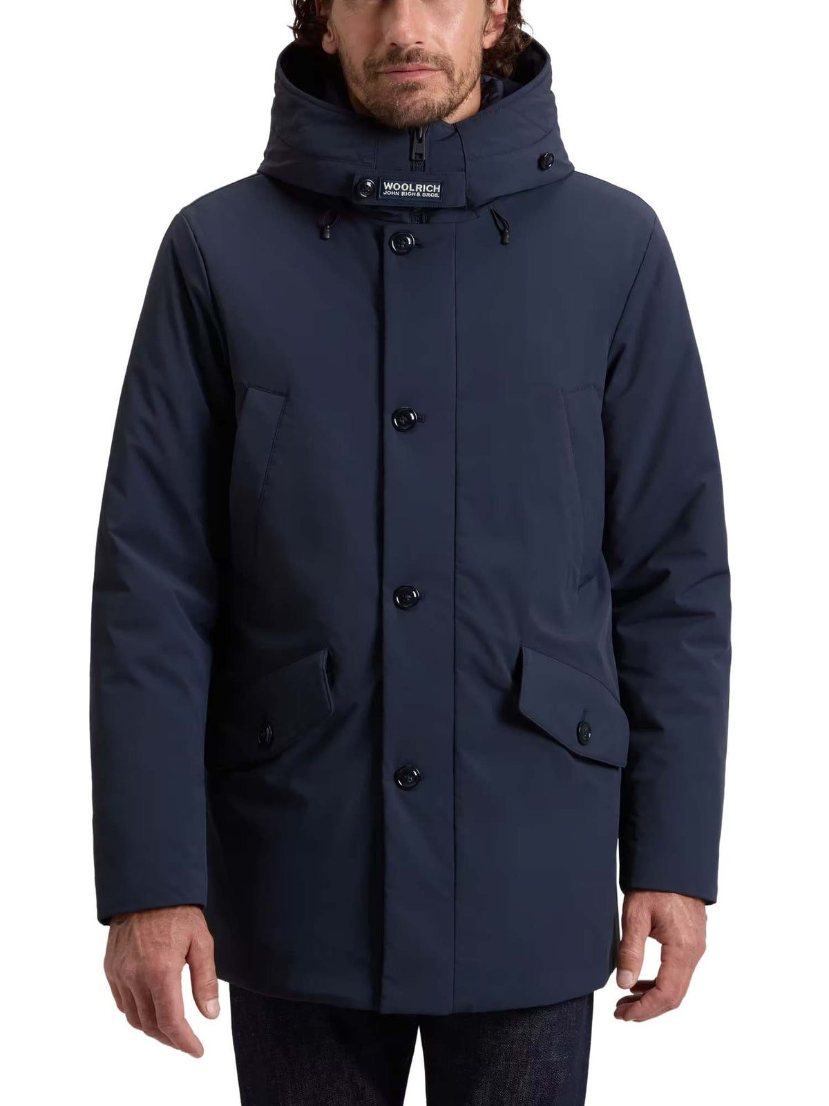 Woolrich Parka in Light Stretch imbottito con cappuccio Blu
