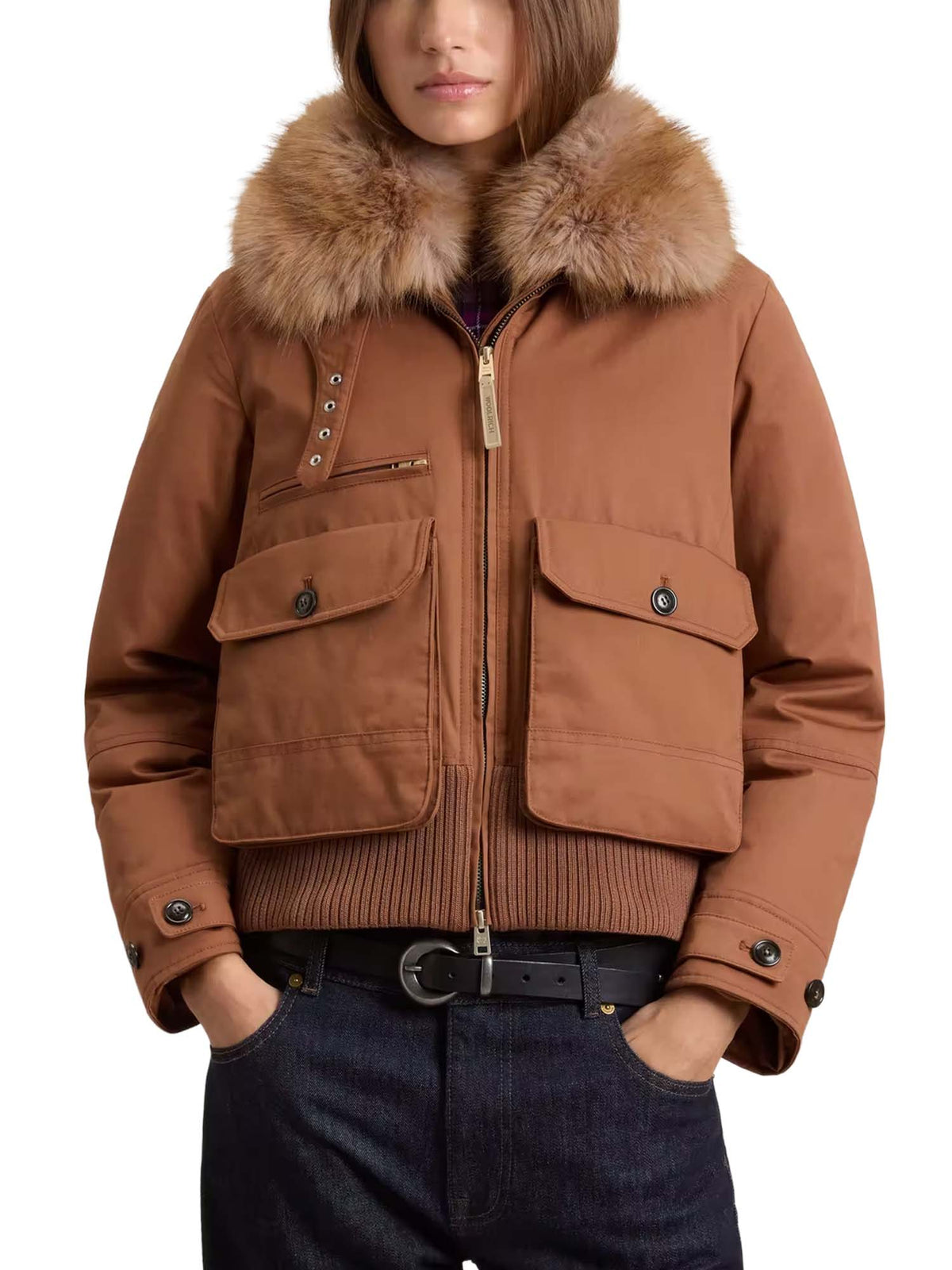 Woolrich Bomber imbottito in Best Cotton Marrone