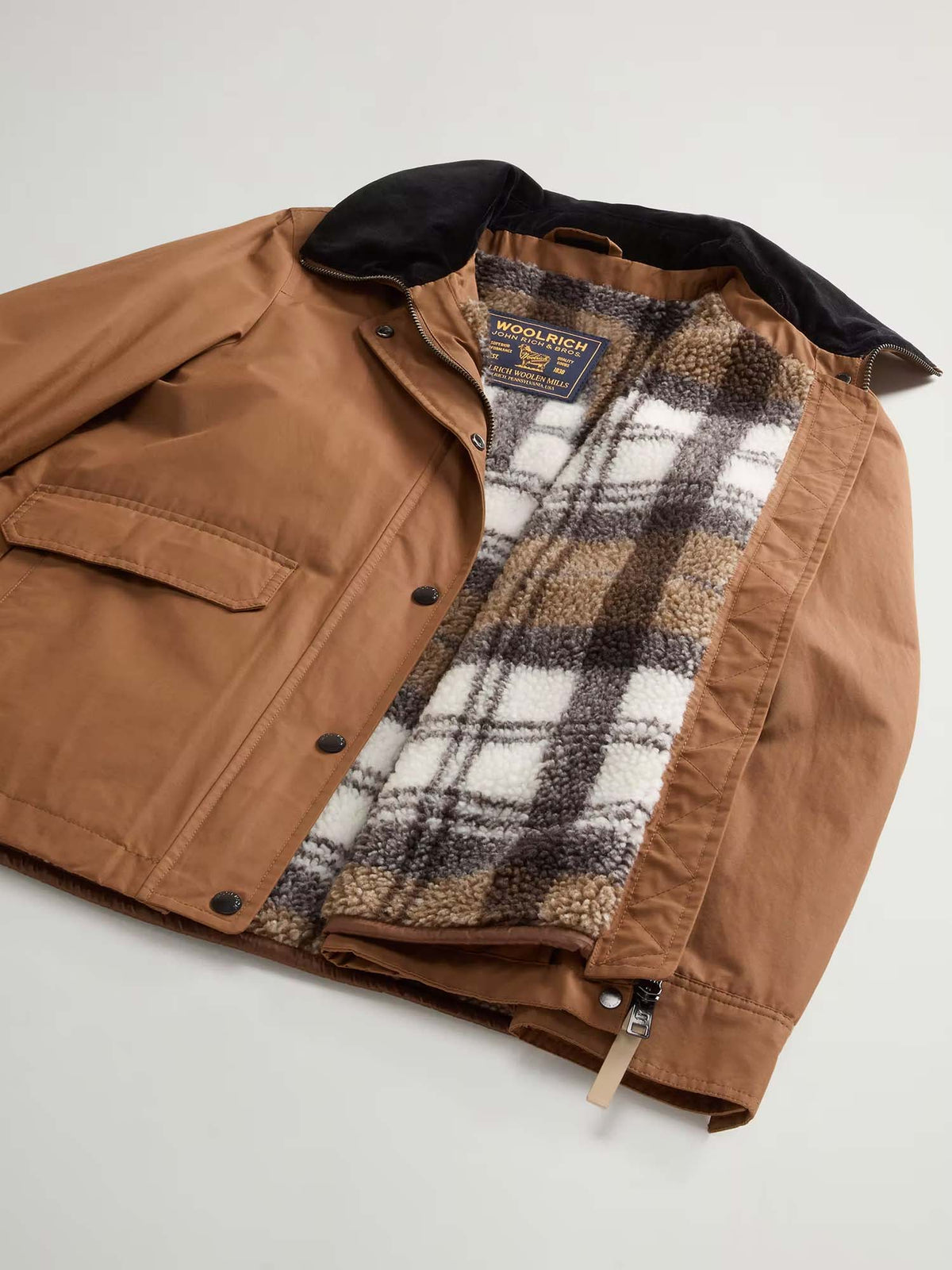 Woolrich Giacca in misto cotone cerato Marrone