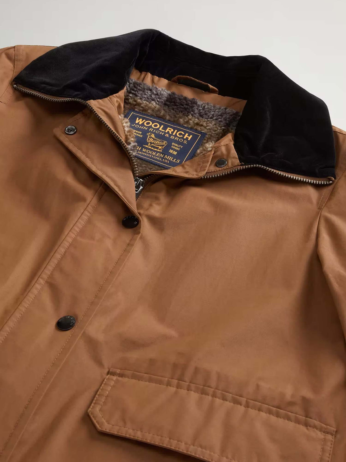 Woolrich Giacca in misto cotone cerato Marrone
