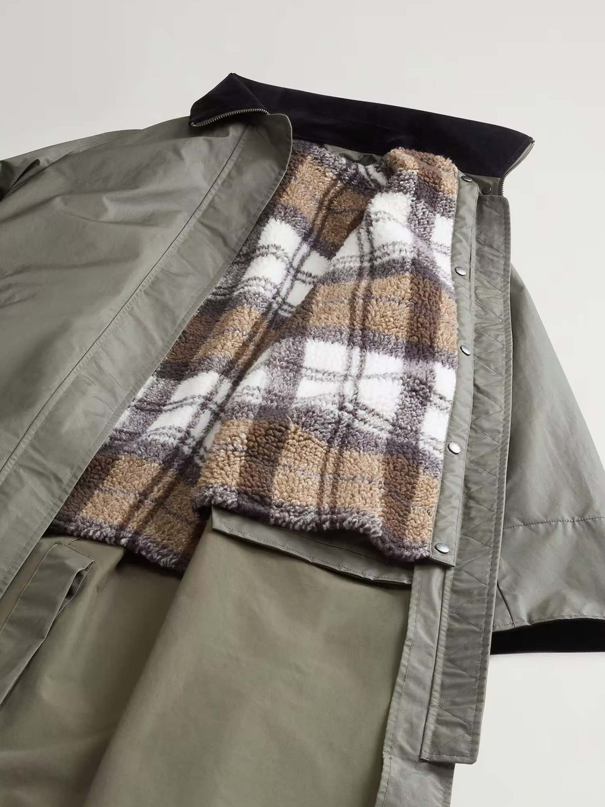 Woolrich Cappotto 3 in 1 in misto cotone cerato Verde