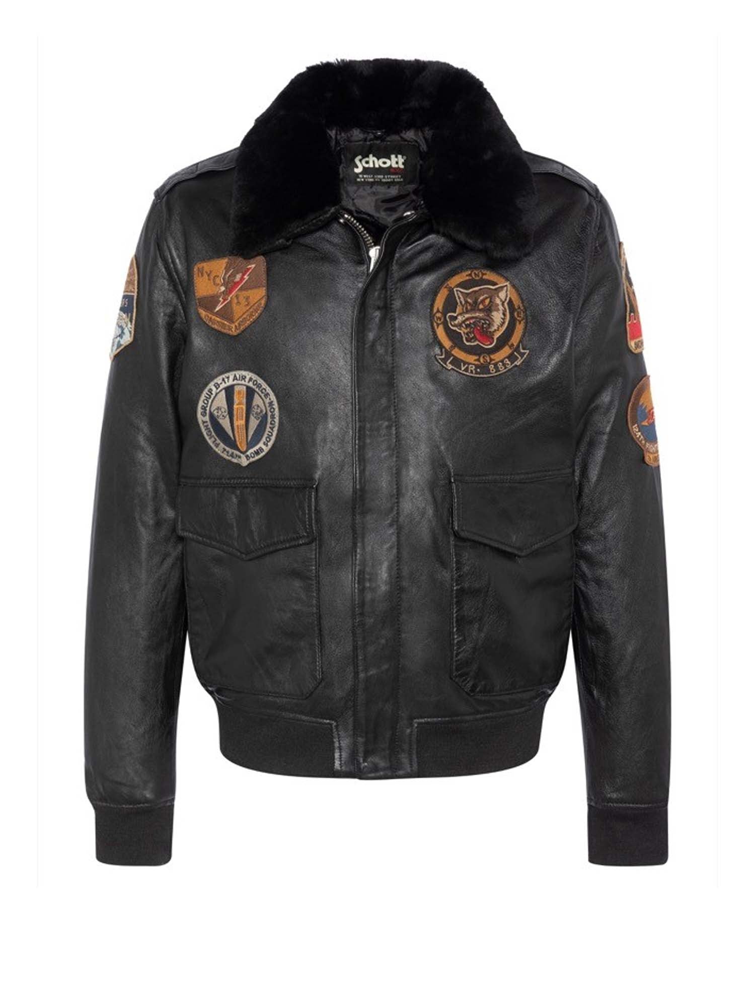 Pilot jacket with removable sheepskin collar