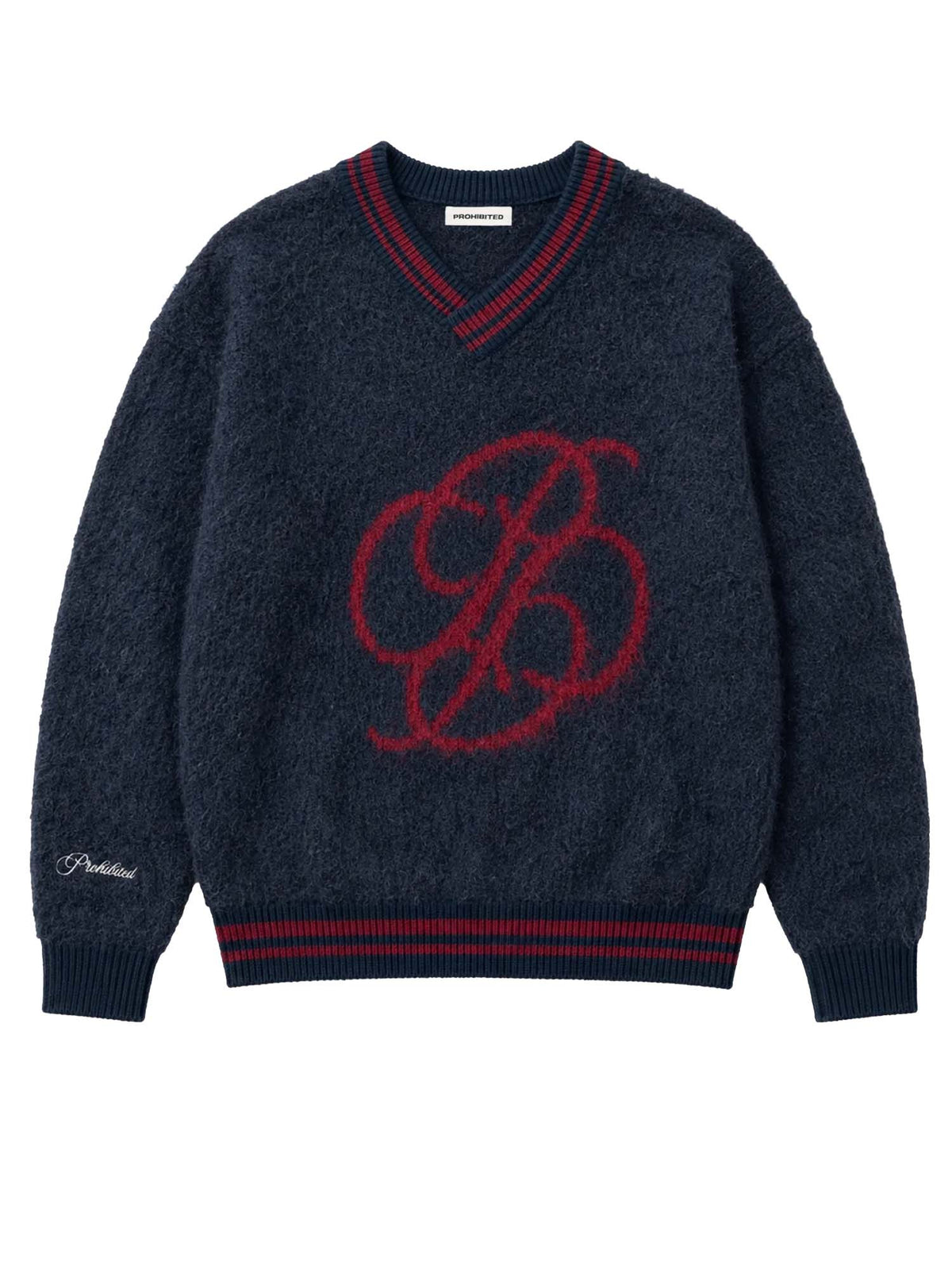 Prohibited Fuzzy Knit Sweater Blu