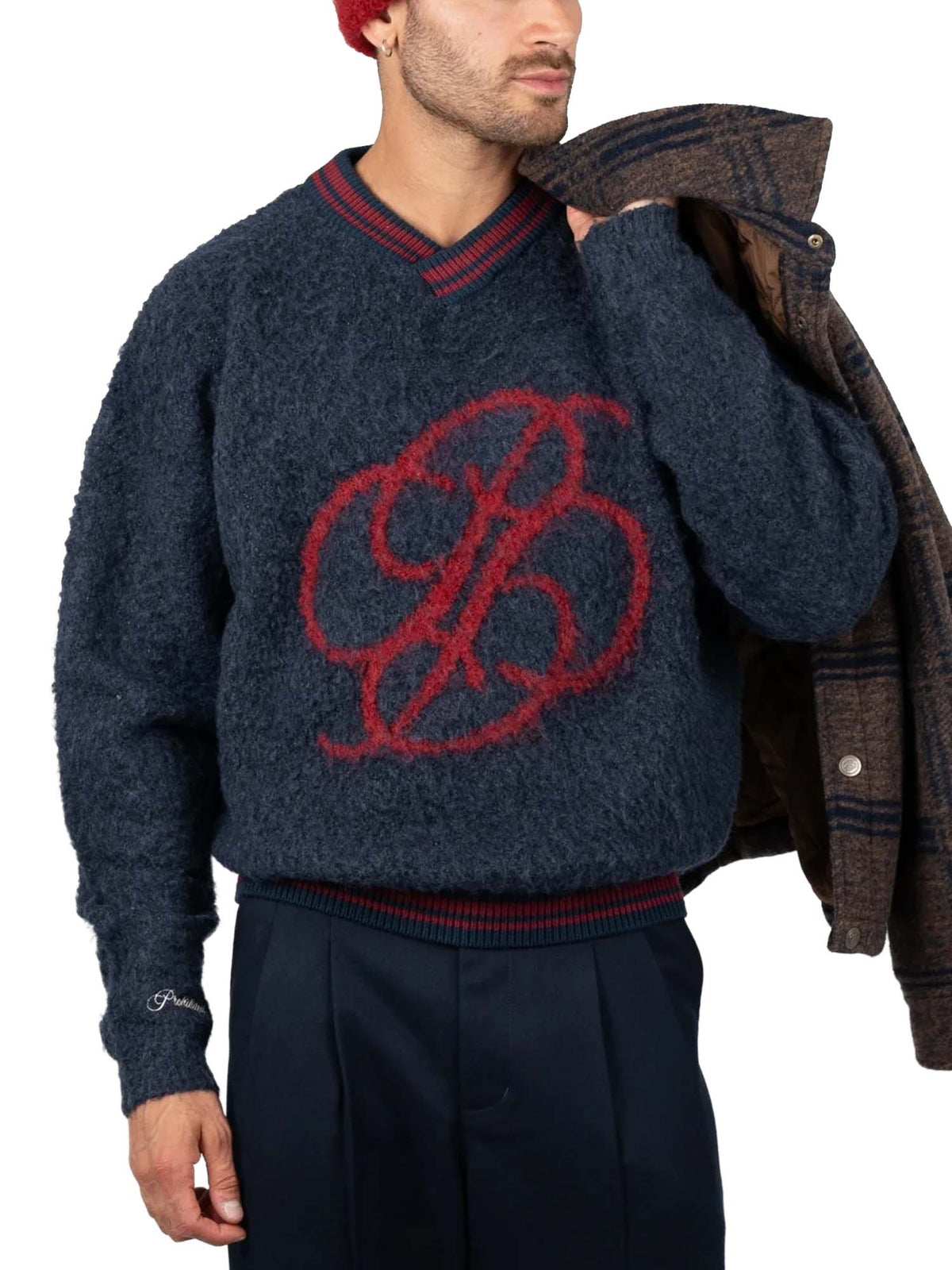 Prohibited Fuzzy Knit Sweater Blu