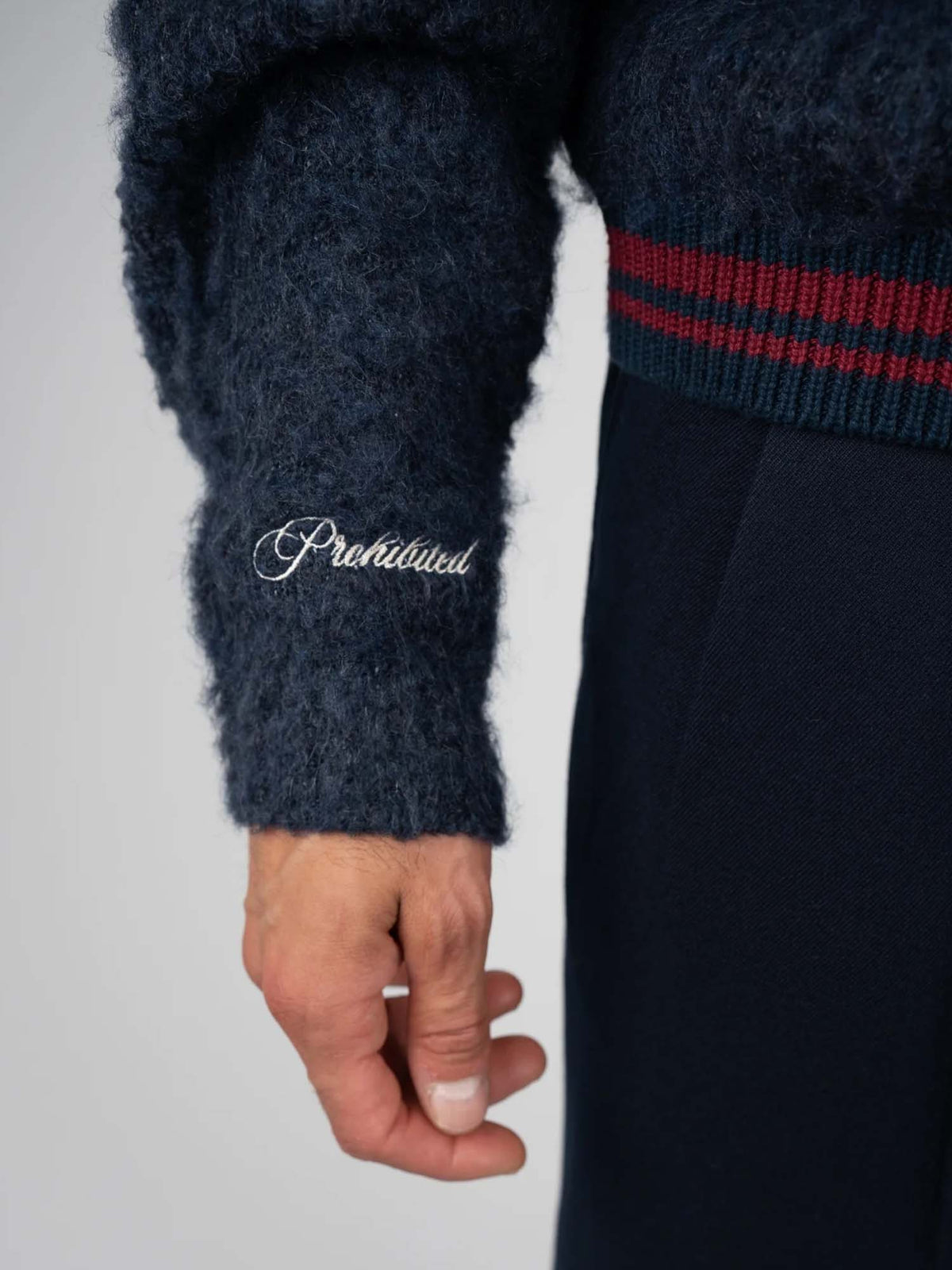 Prohibited Fuzzy Knit Sweater Blu