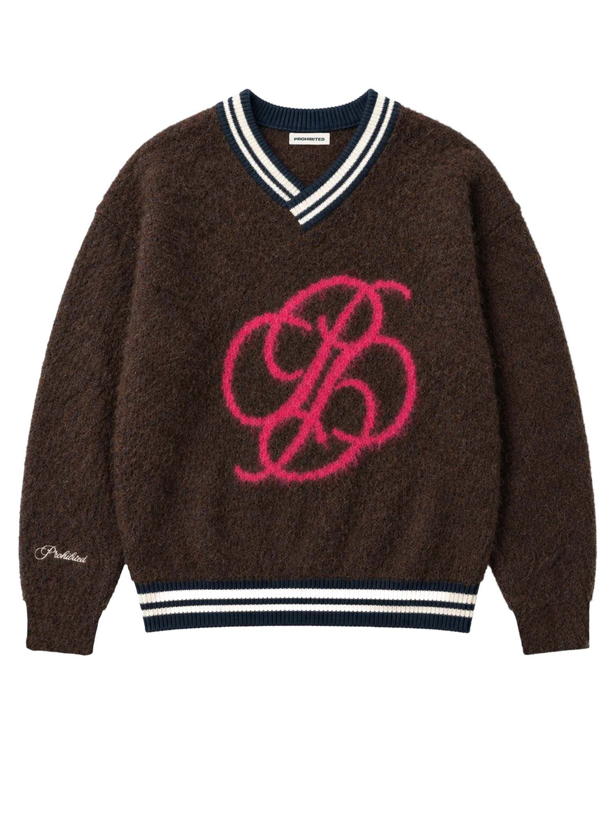 Prohibited Fuzzy Knit Sweater Marrone