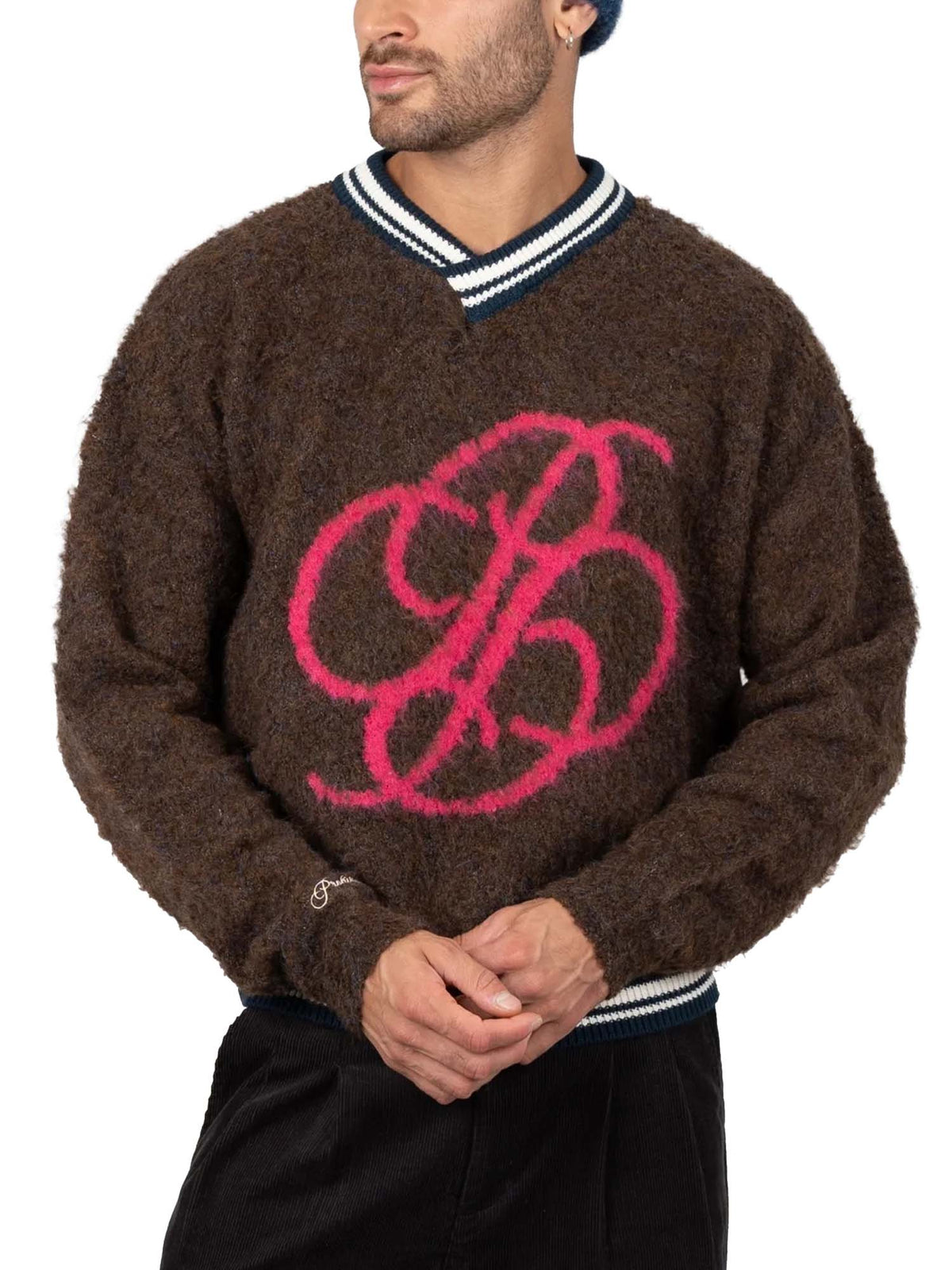 Prohibited Fuzzy Knit Sweater Marrone