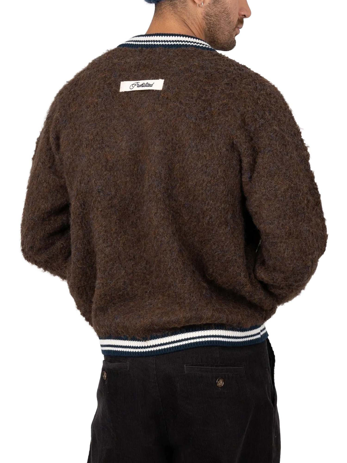 Prohibited Fuzzy Knit Sweater Marrone