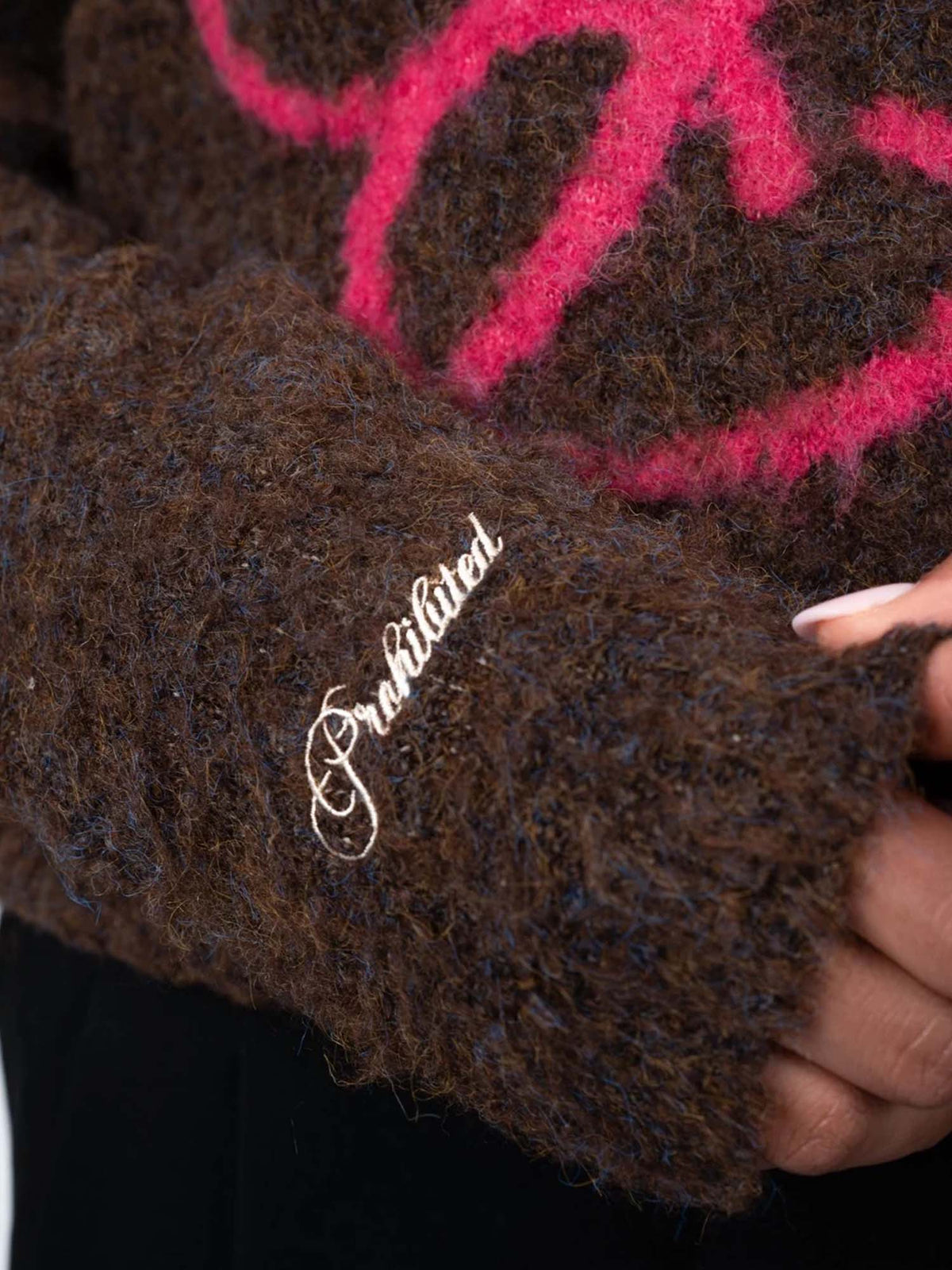 Prohibited Fuzzy Knit Sweater Marrone