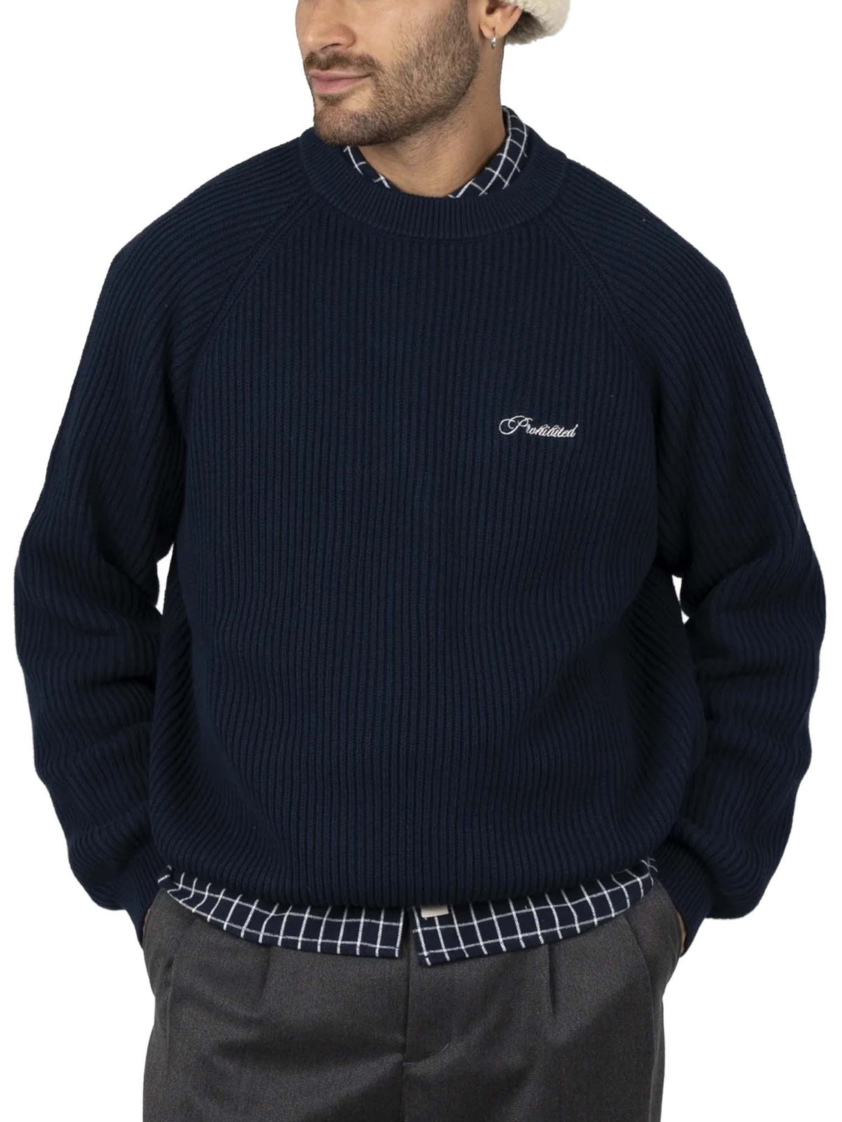 Prohibited Campus Knit Sweater Blu