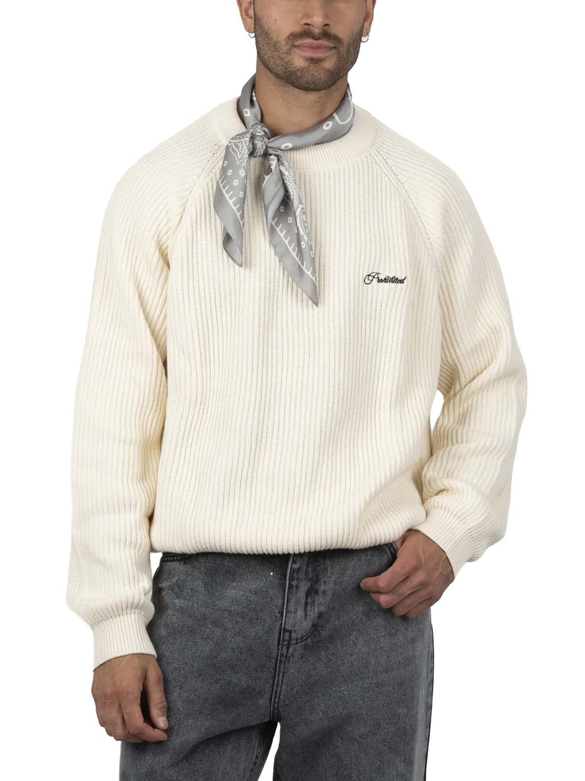 Prohibited Campus Knit Sweater Beige