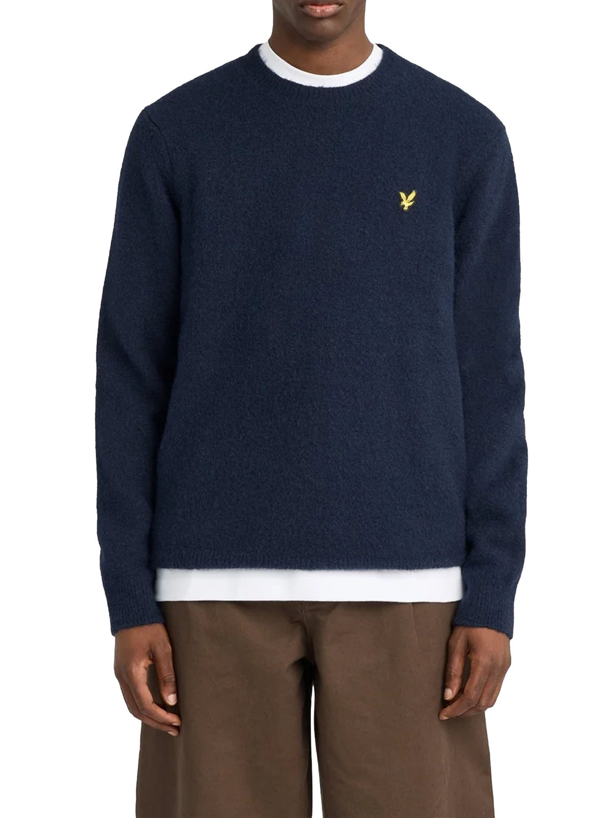 Lyle & Scott Maglione a girocollo in tessuto spazzolato Blu