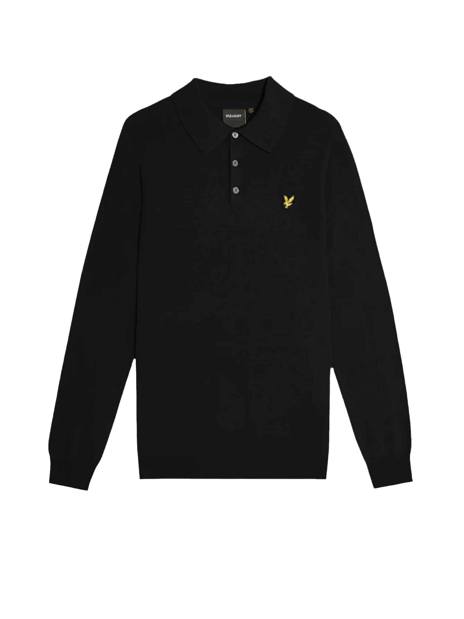 Polo a maniche lunghe in misto lana merino