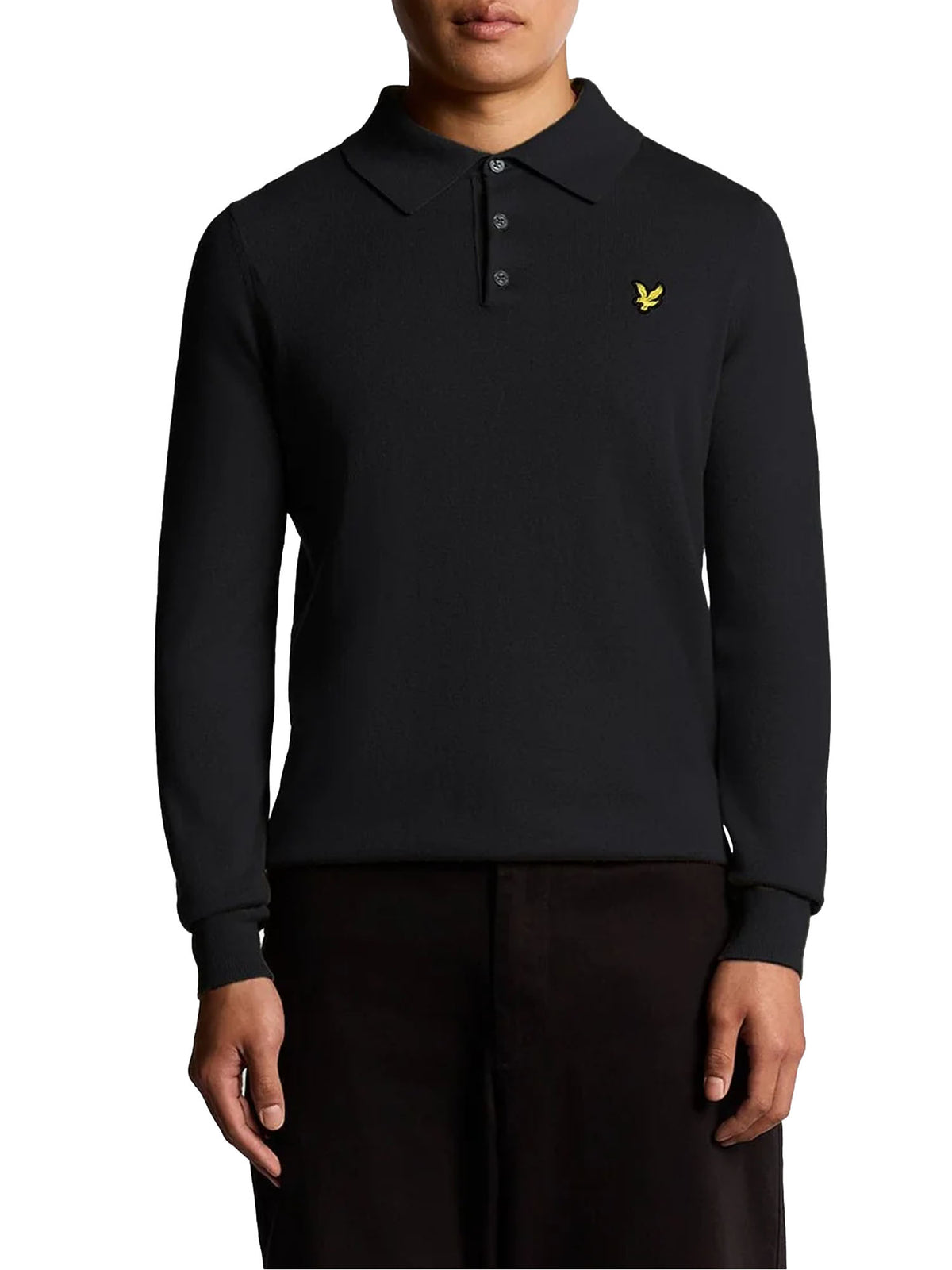 Lyle & Scott Polo a maniche lunghe in misto lana merino Blu