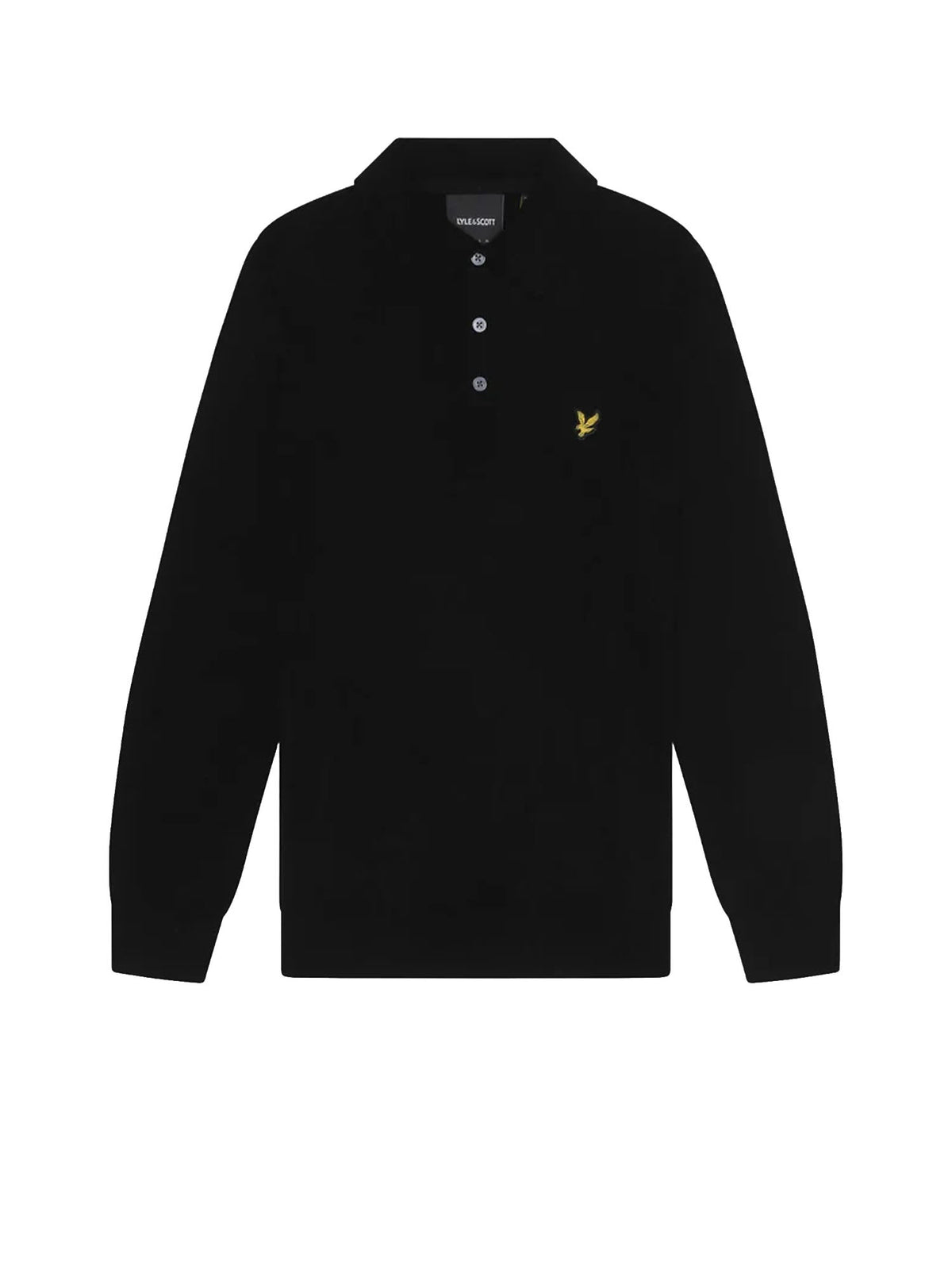 Lyle & Scott Polo a maniche lunghe in misto lana merino Nero