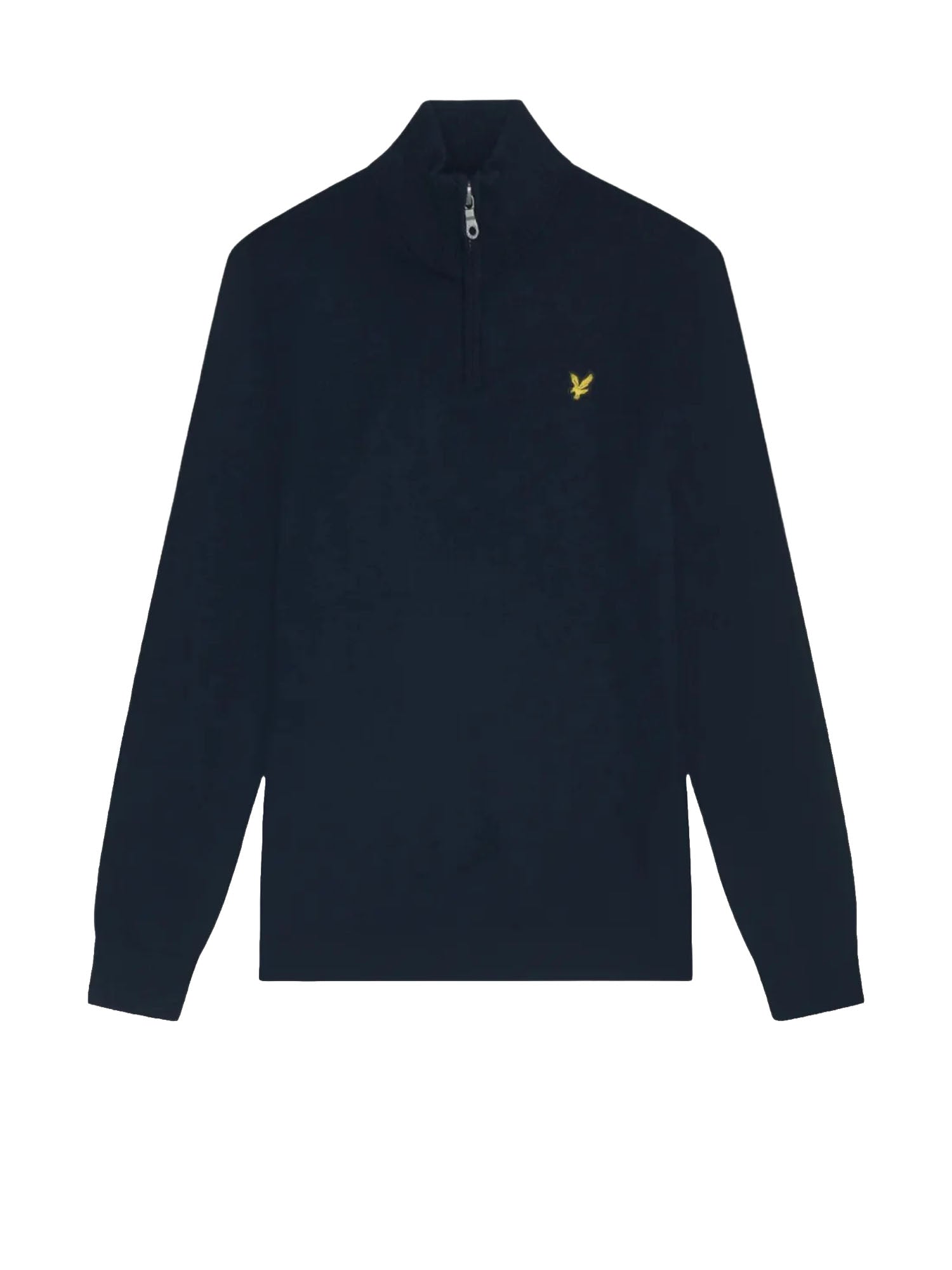 Maglione in cotone e lana merino con zip a 1/4