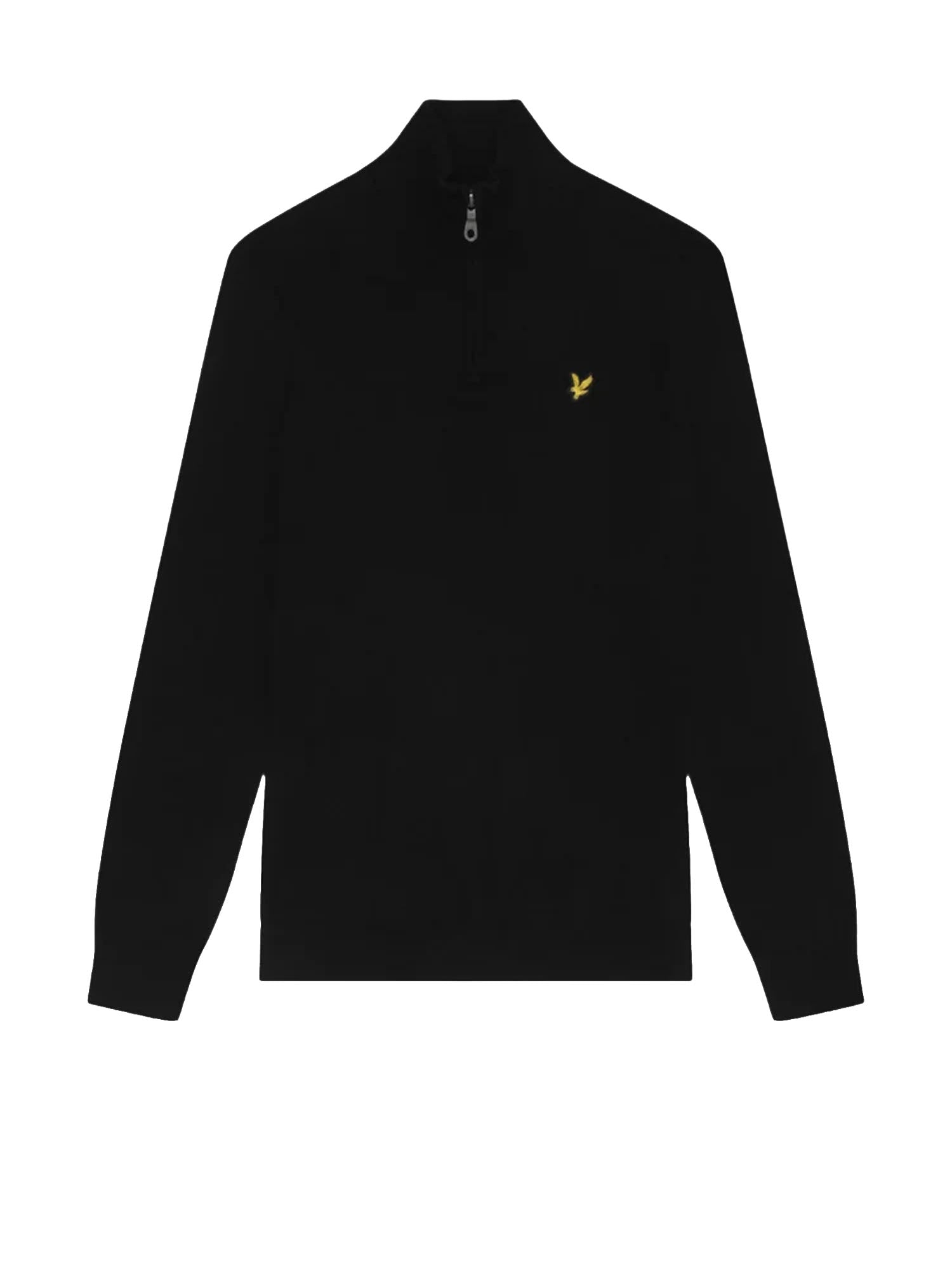 Maglione in cotone e lana merino con zip a 1/4