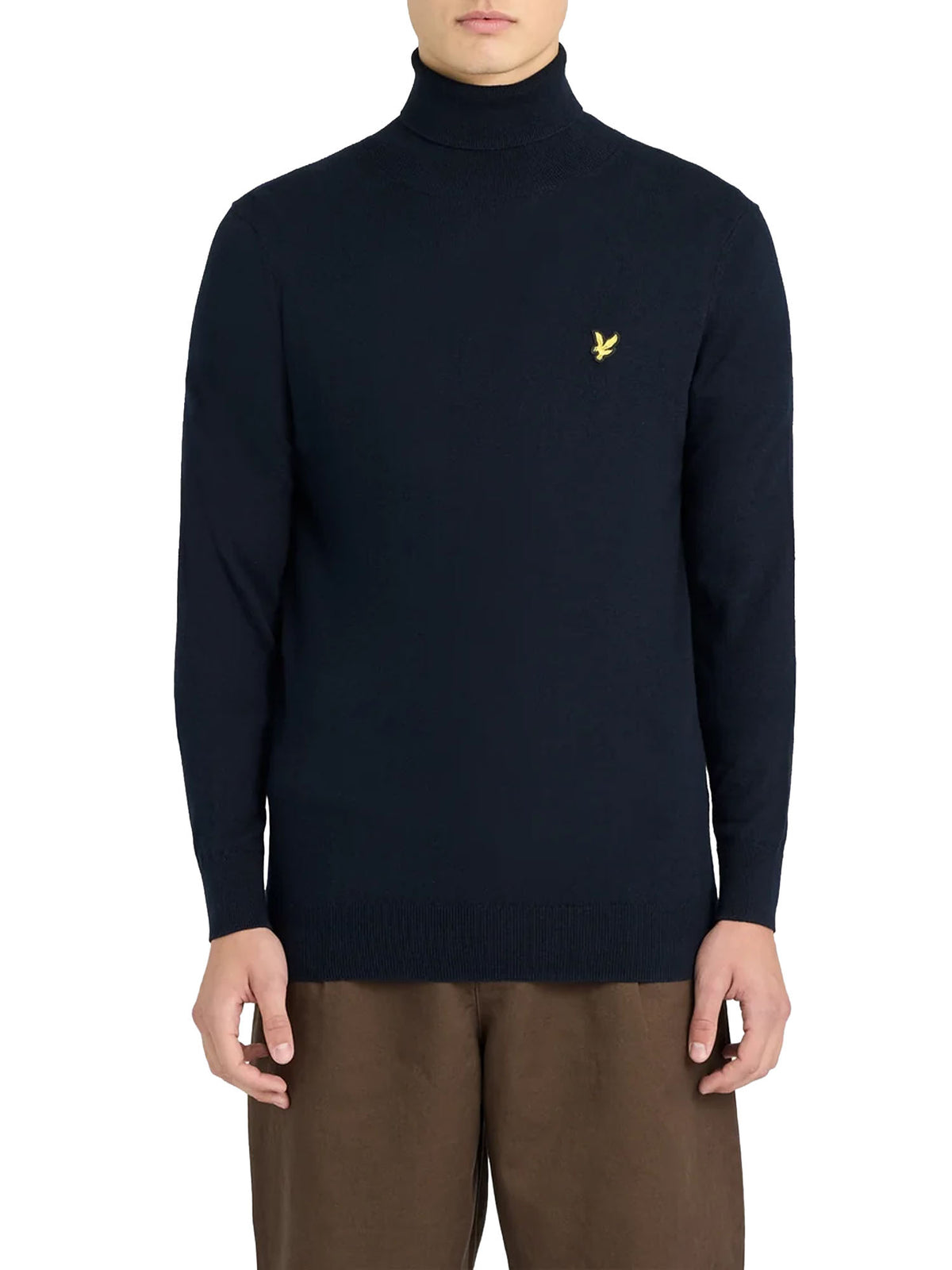 Lyle & Scott Maglione a collo alto in cotone e lana merino Blu
