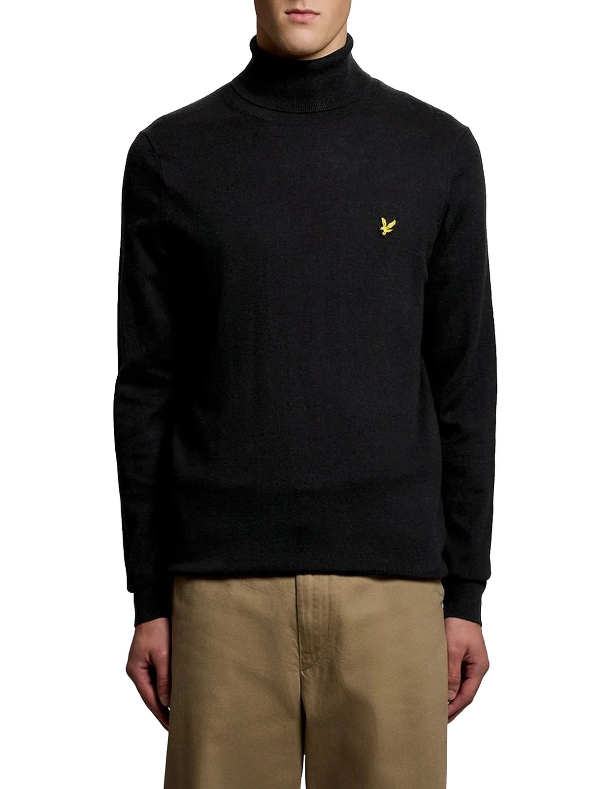 Lyle & Scott Maglione a collo alto in cotone e lana merino Nero