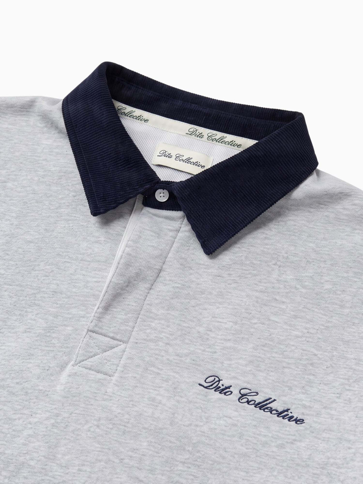 Dito Collective Corduroy Collar Rugby Polo Grigio
