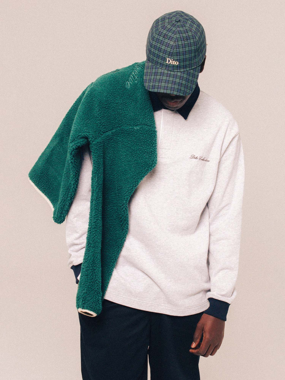 Dito Collective Corduroy Collar Rugby Polo Grigio
