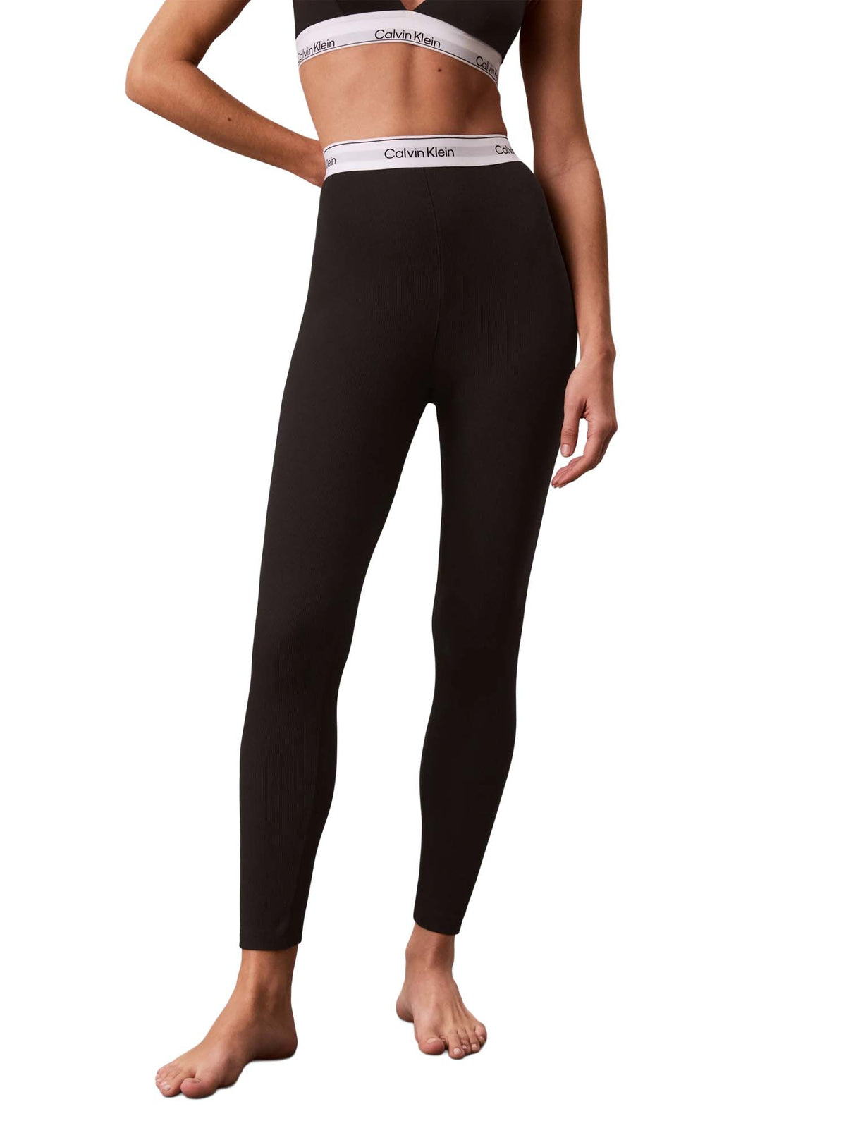 Calvin Klein Leggings Rib a coste Nero