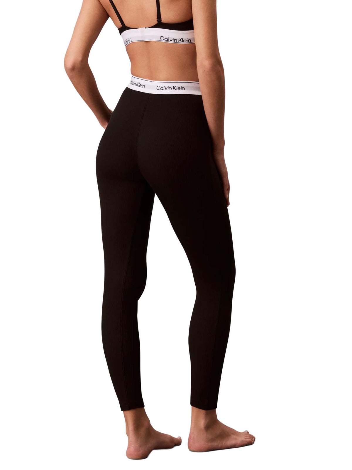 Calvin Klein Leggings Rib a coste Nero