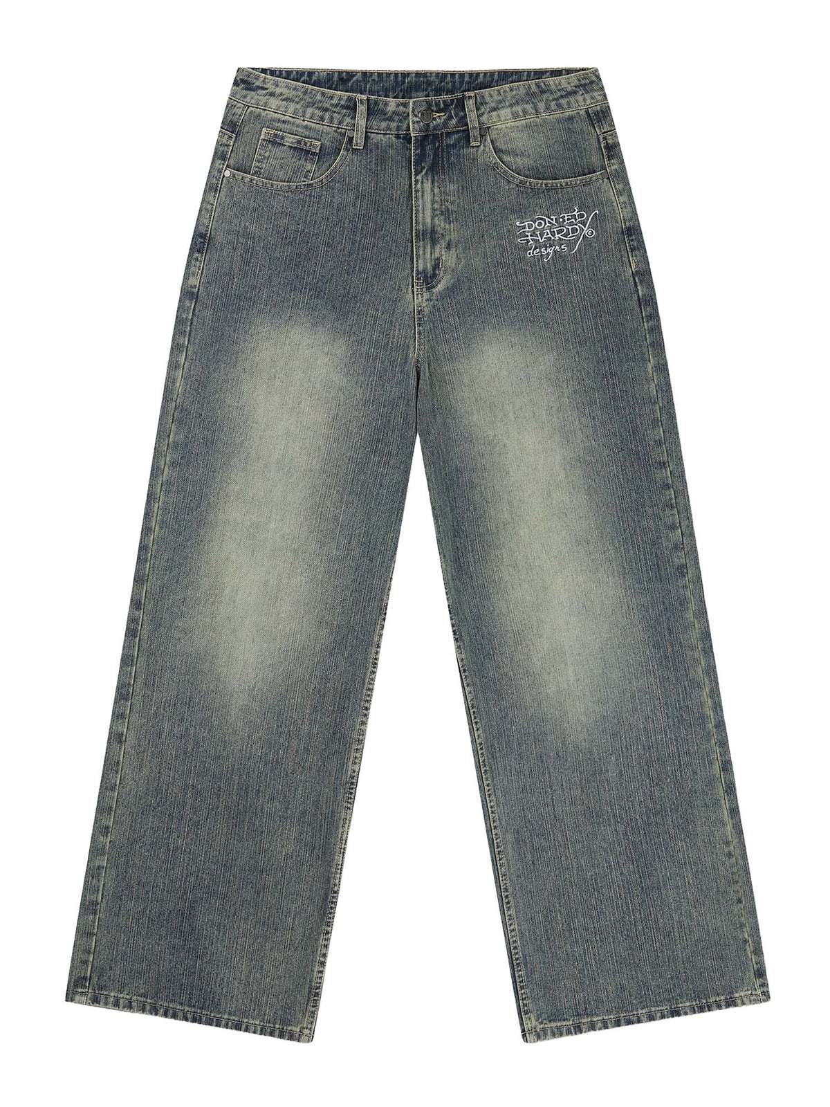Ed Hardy Mens Slithering Dragon Embroidered Xxtra Jeans Azzurro