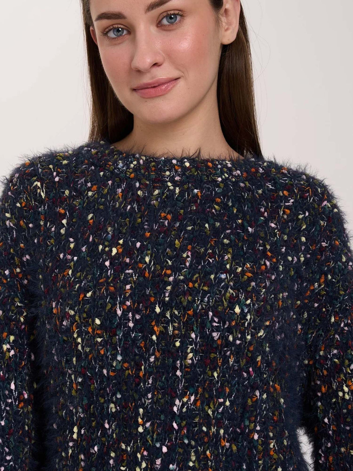 24 Colours Maglione con filato fantasia Blu