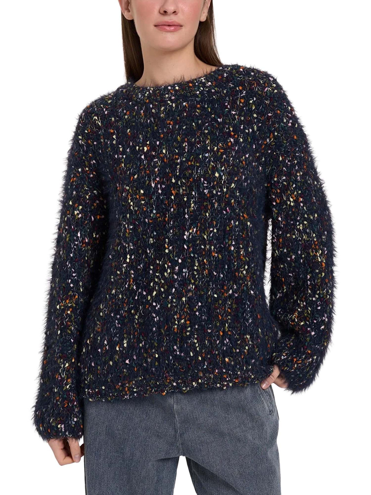 24colours Maglione con filato fantasia Blu