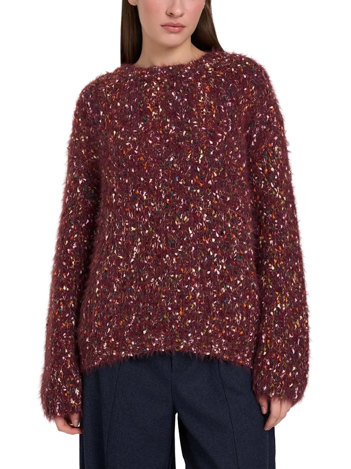 24 Colours Maglione con filato fantasia Bordeaux