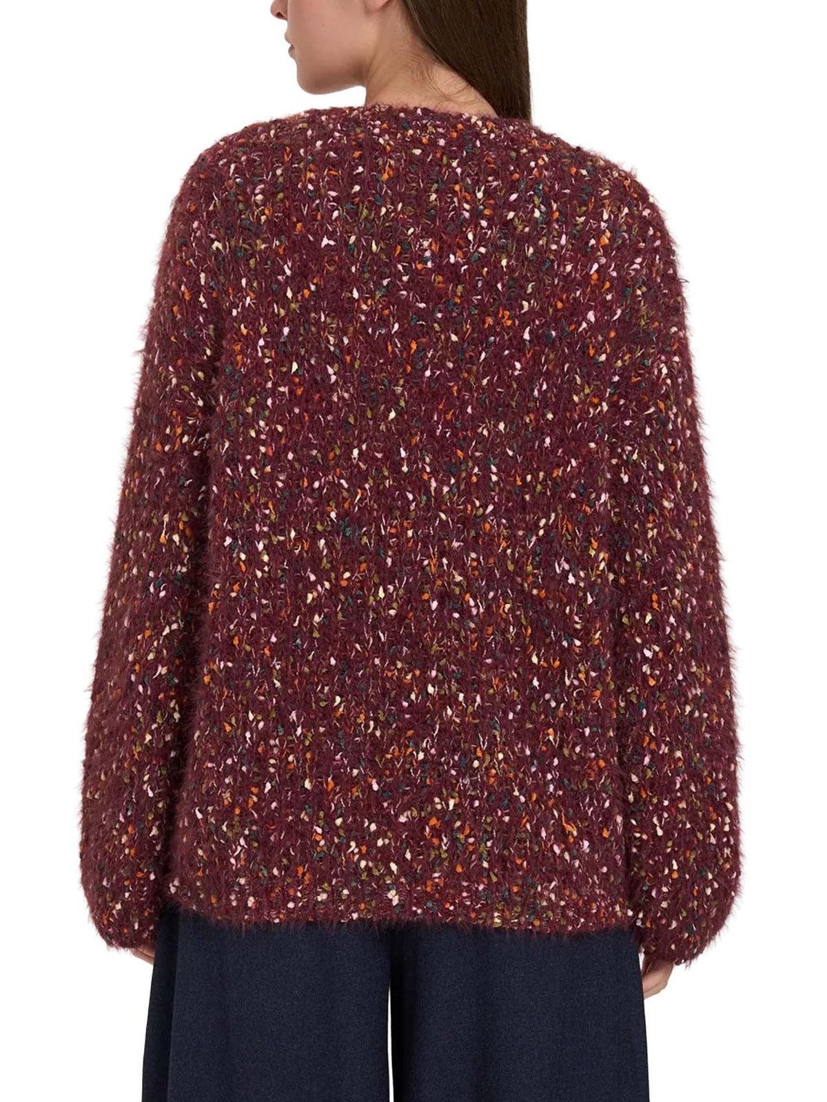 24 Colours Maglione con filato fantasia Bordeaux