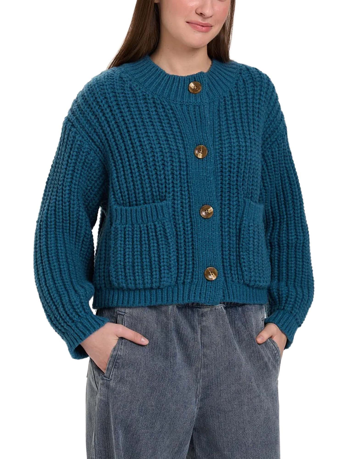 24 Colours Cardigan con bottoni Blu