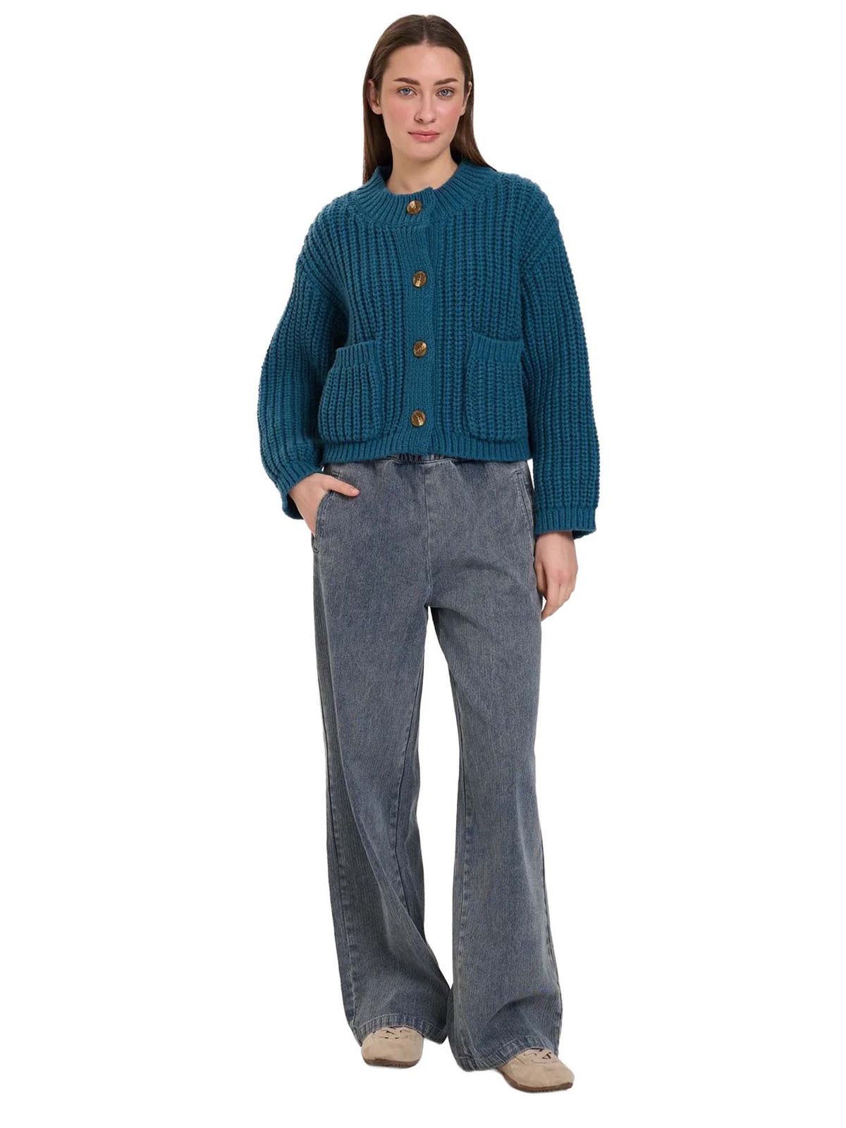 24 Colours Cardigan con bottoni Blu