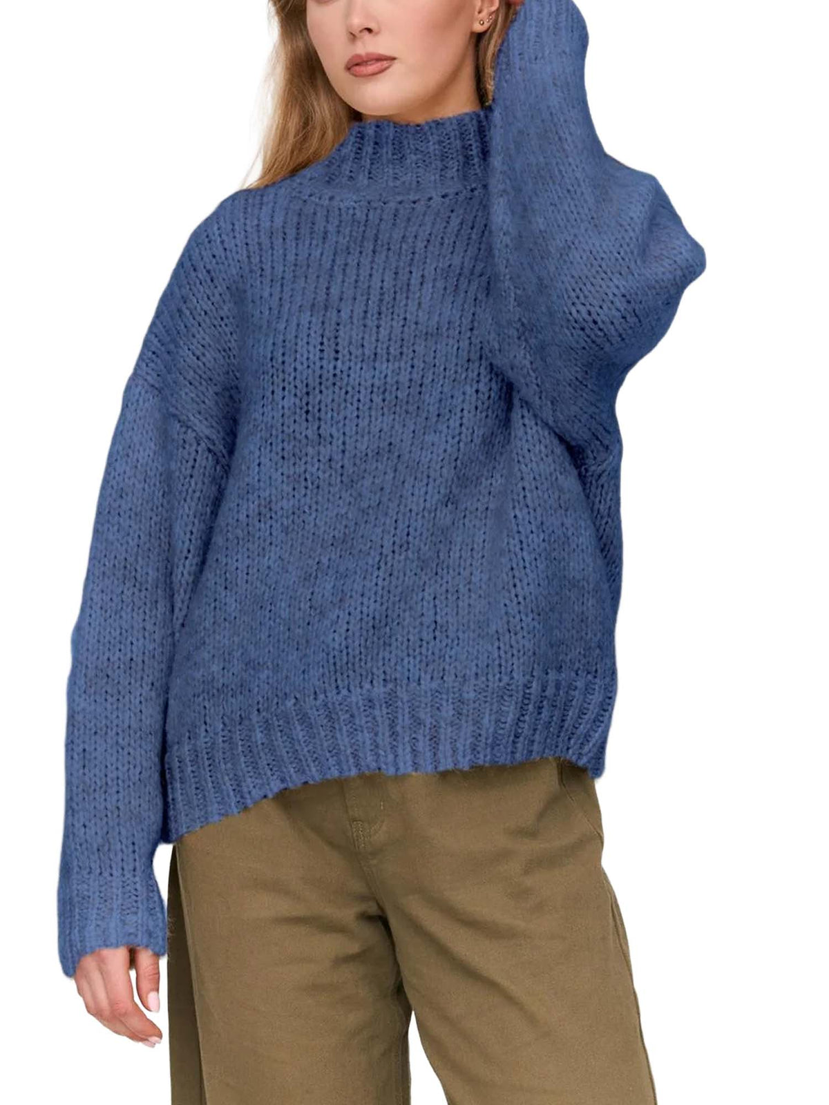 24 Colours Pullover Oversized Grobstrick Blu