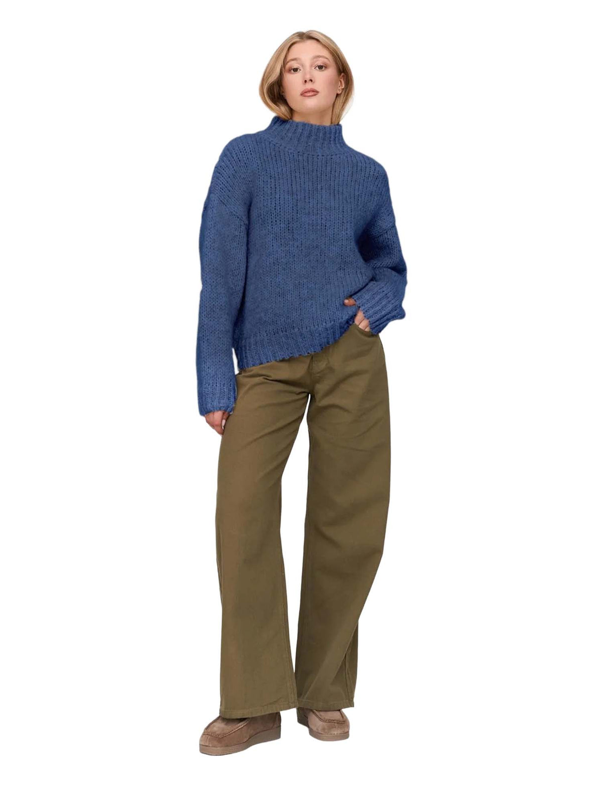 24 Colours Pullover Oversized Grobstrick Blu